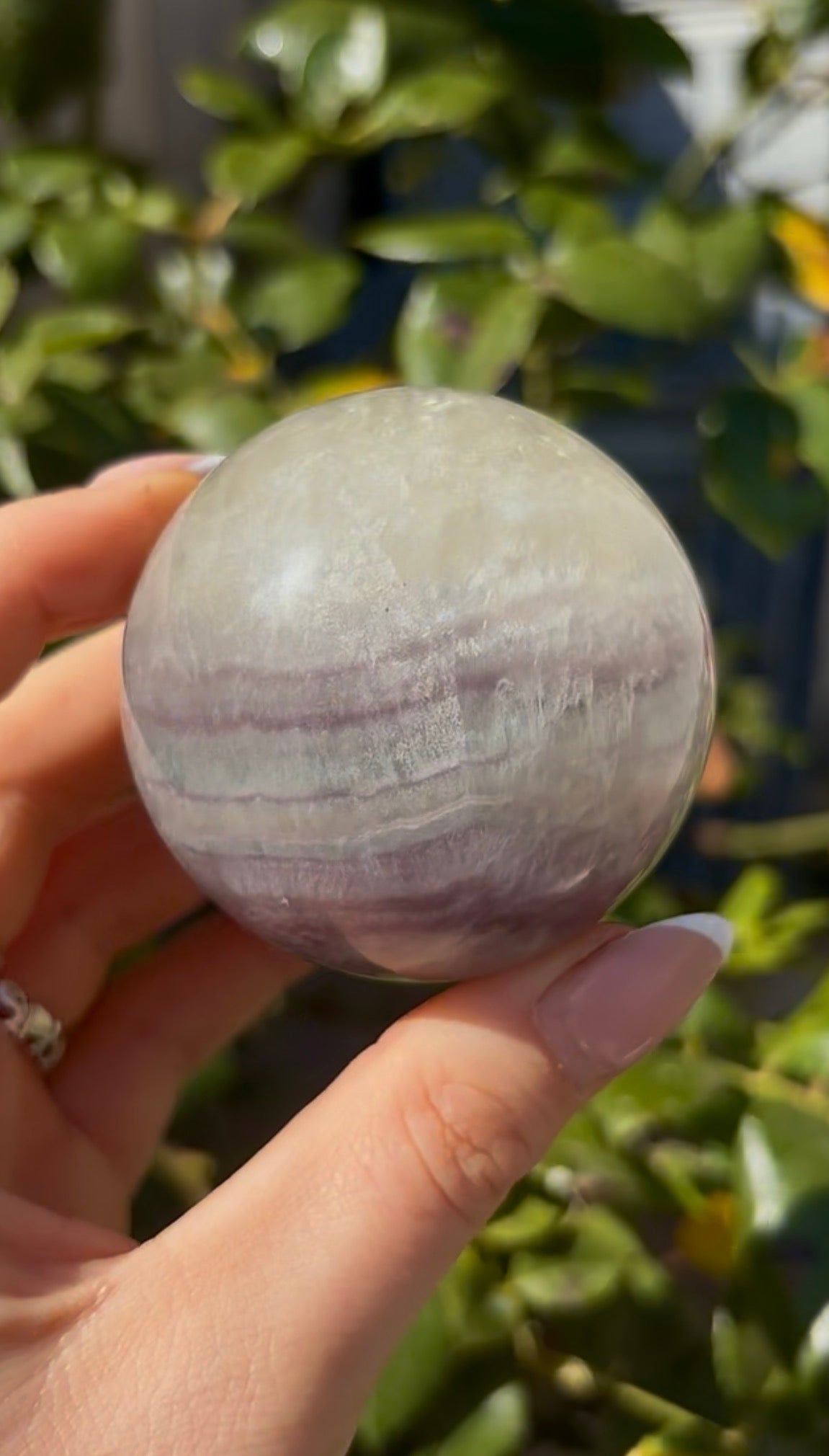 High grade, lemon candy, striped rainbow fluorite sphere - 5.8cm