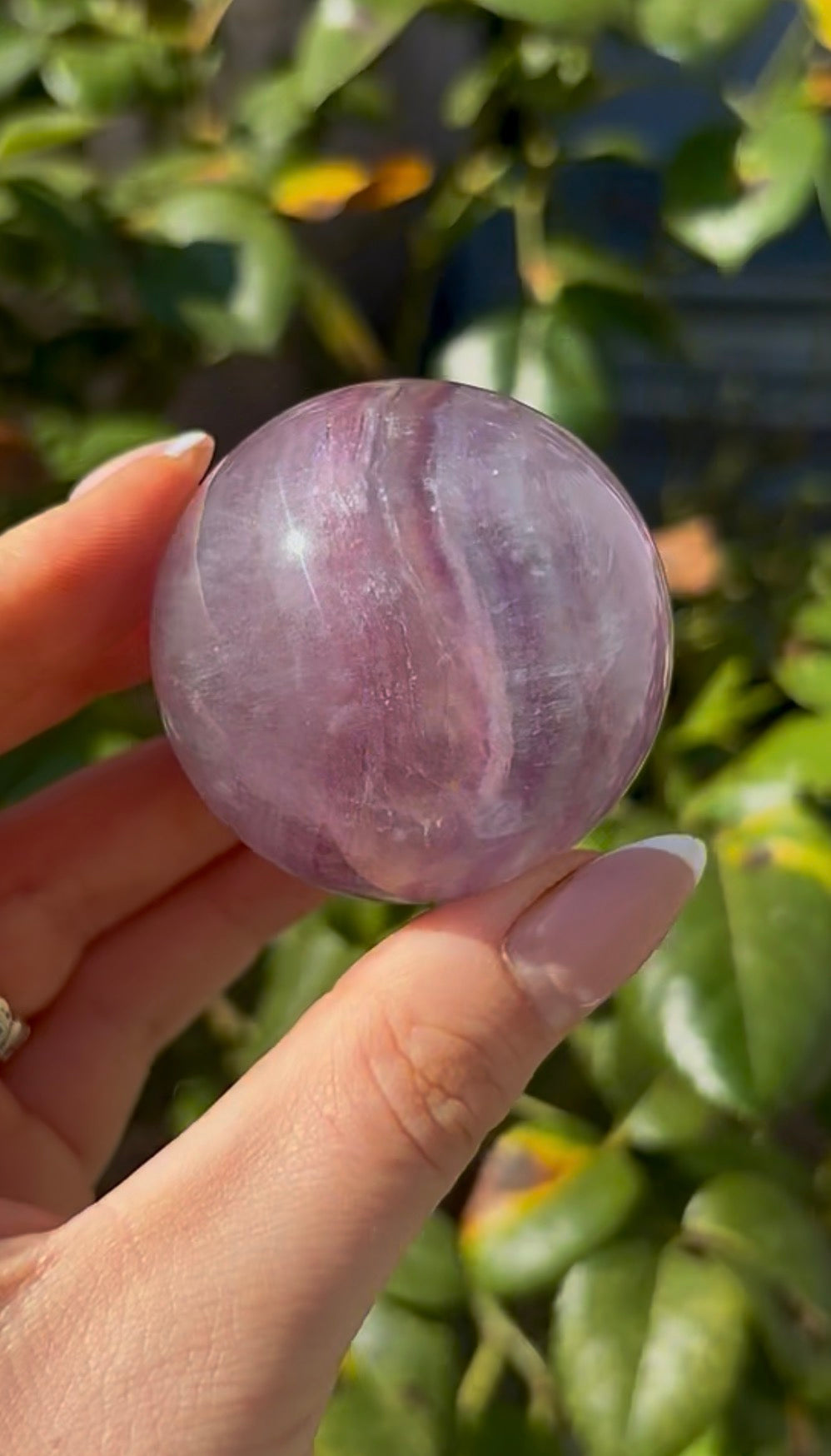 High grade, candy striped rainbow fluorite sphere - 4.9cm
