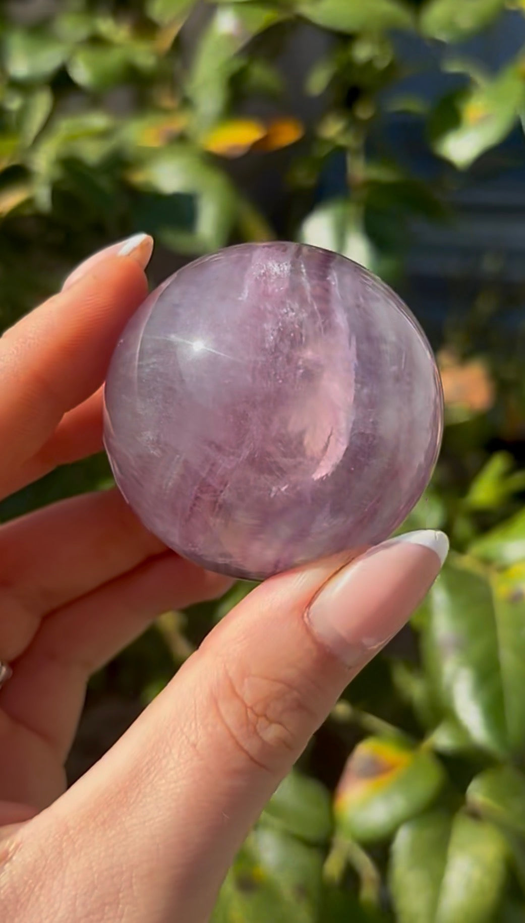 High grade, candy striped rainbow fluorite sphere - 4.9cm