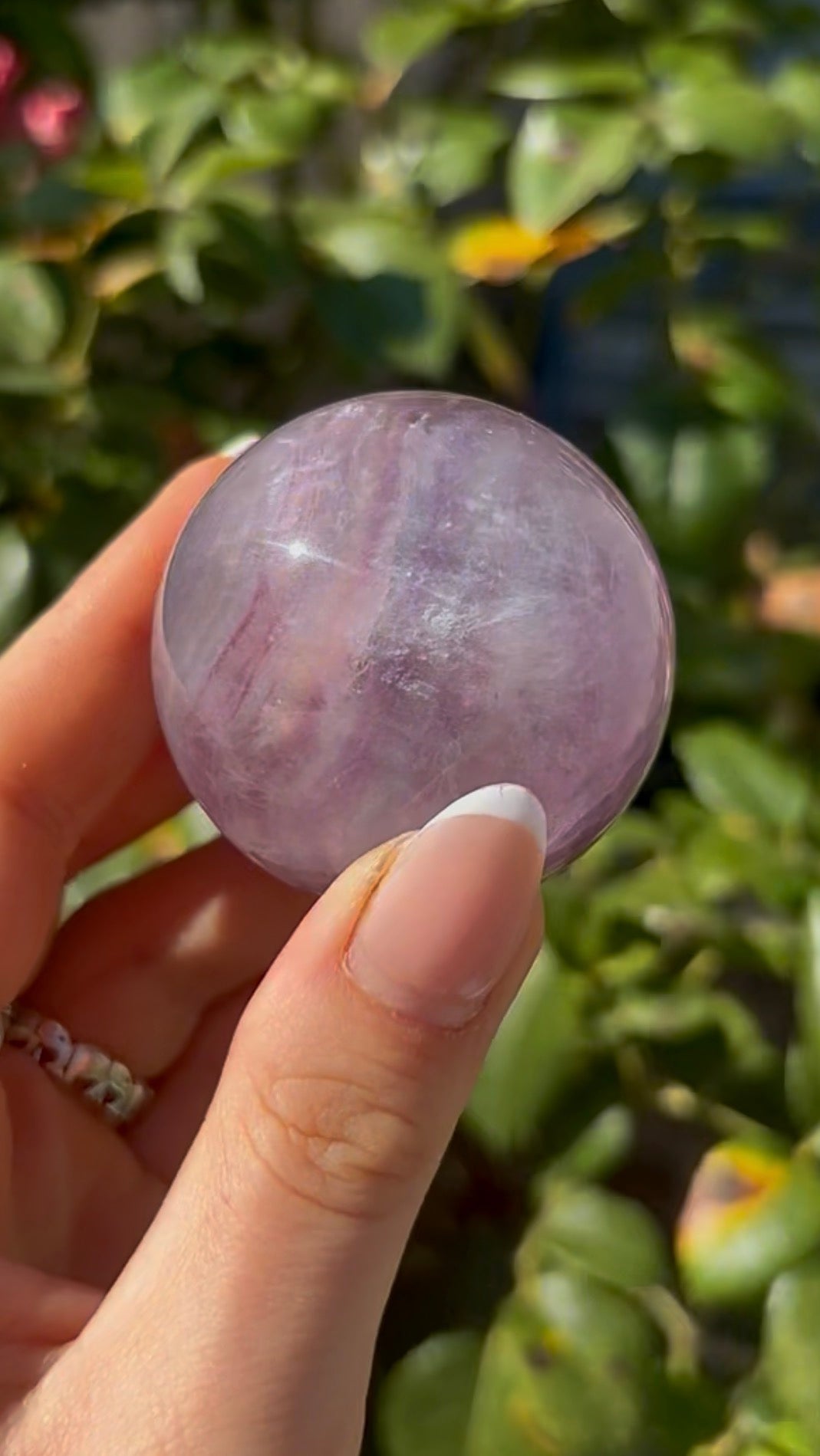 High grade, candy striped rainbow fluorite sphere - 4.9cm