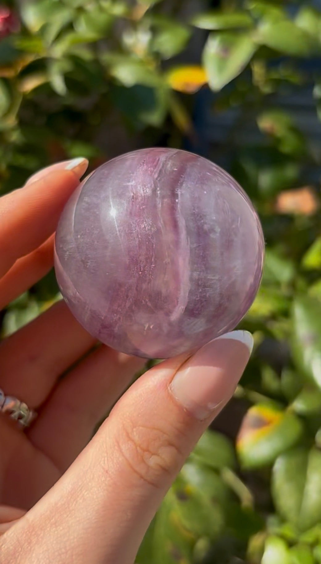 High grade, candy striped rainbow fluorite sphere - 4.9cm