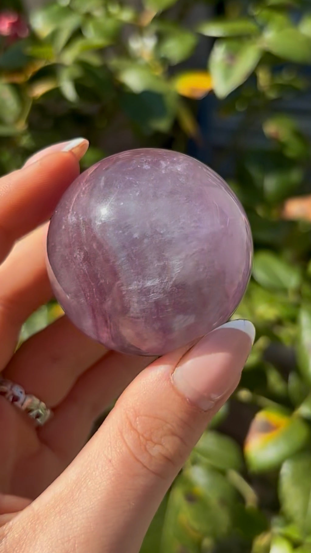 High grade, candy striped rainbow fluorite sphere - 4.9cm
