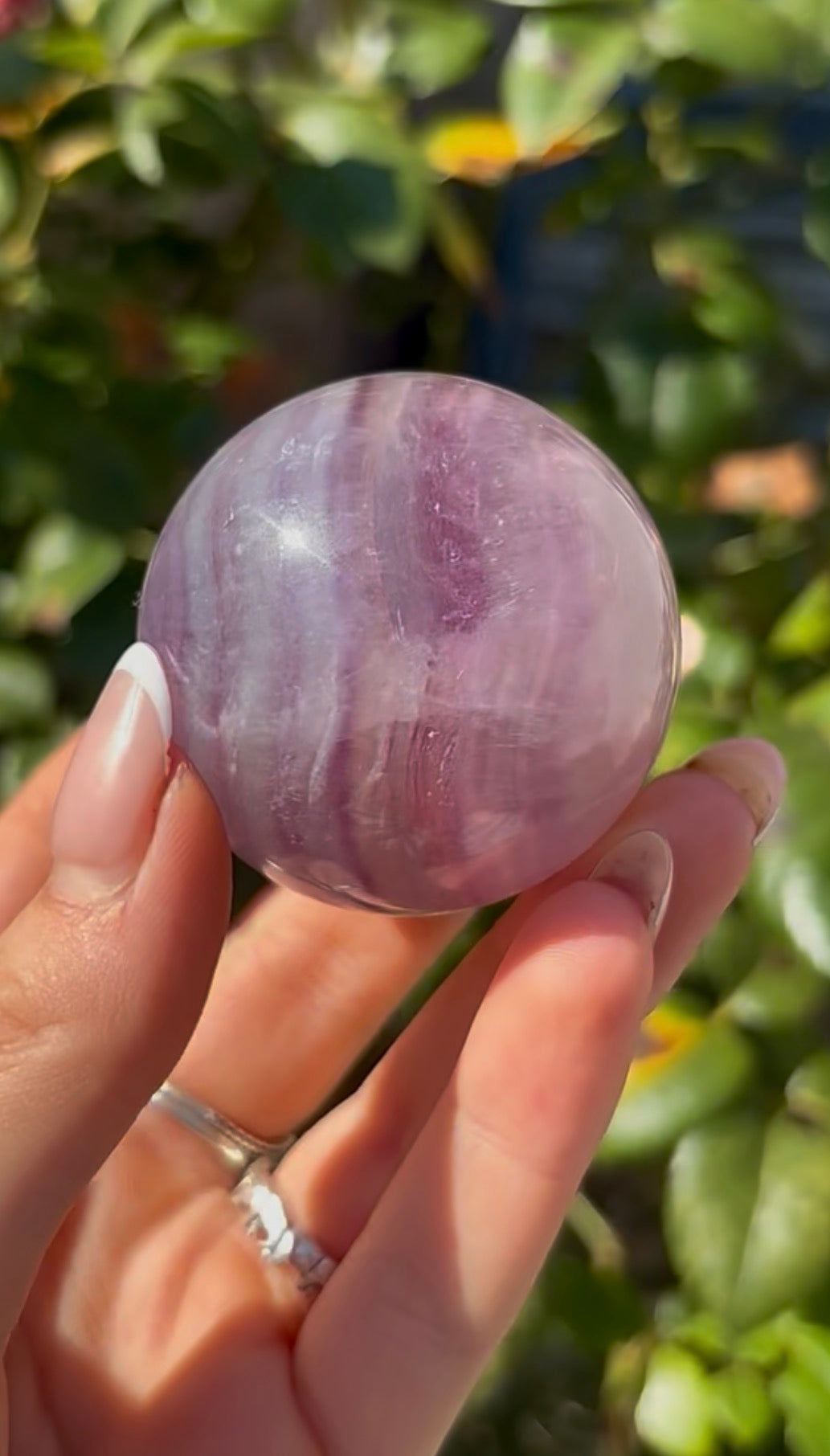 High grade, candy striped rainbow fluorite sphere - 4.9cm