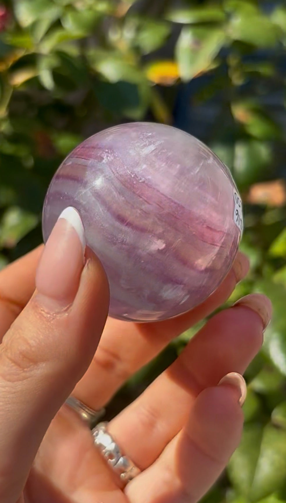 High grade, candy striped rainbow fluorite sphere - 4.9cm