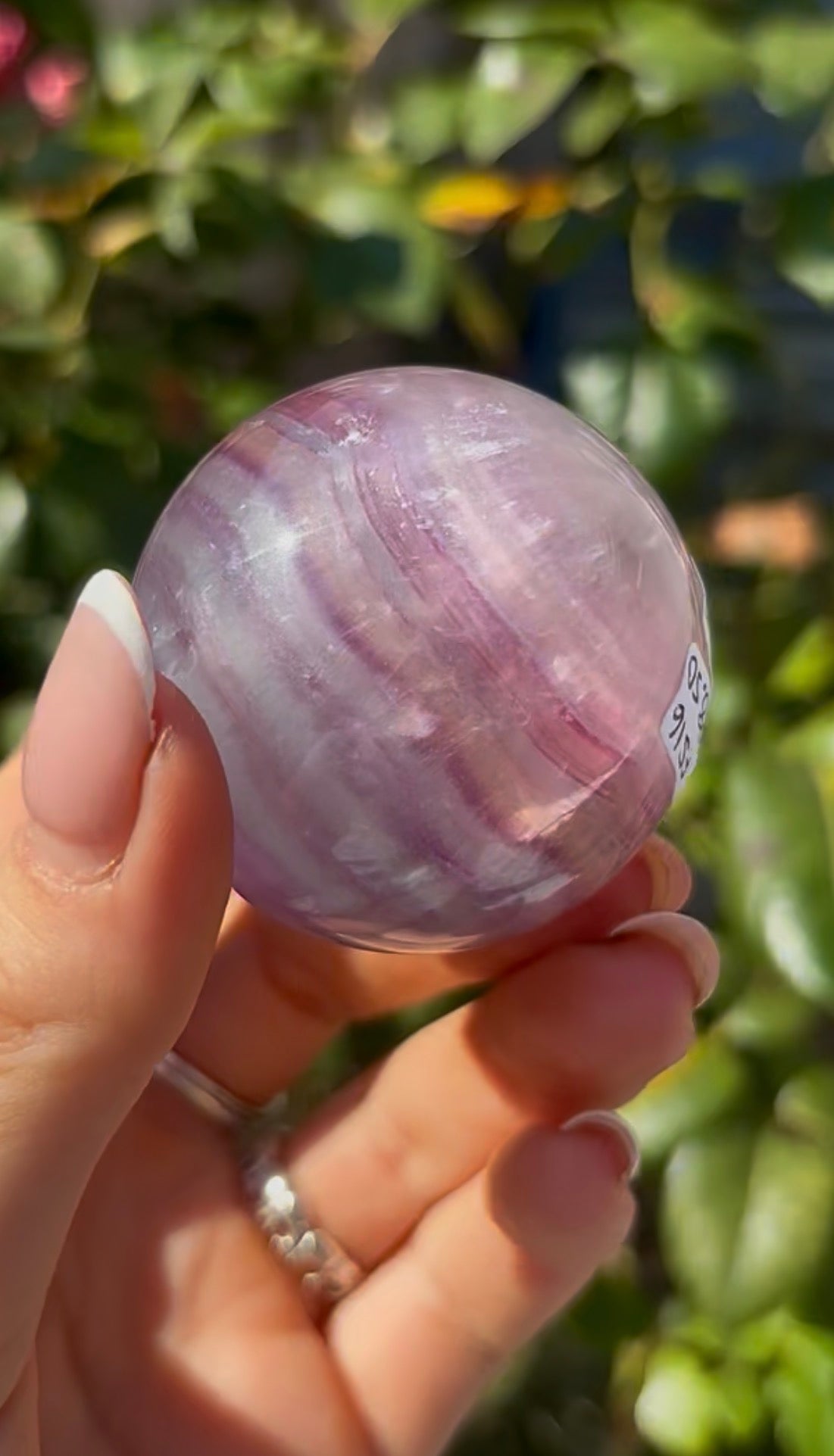 High grade, candy striped rainbow fluorite sphere - 4.9cm