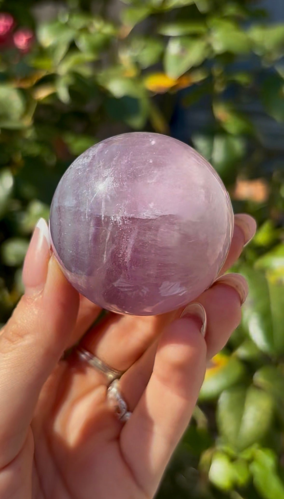 High grade, candy striped rainbow fluorite sphere - 4.9cm