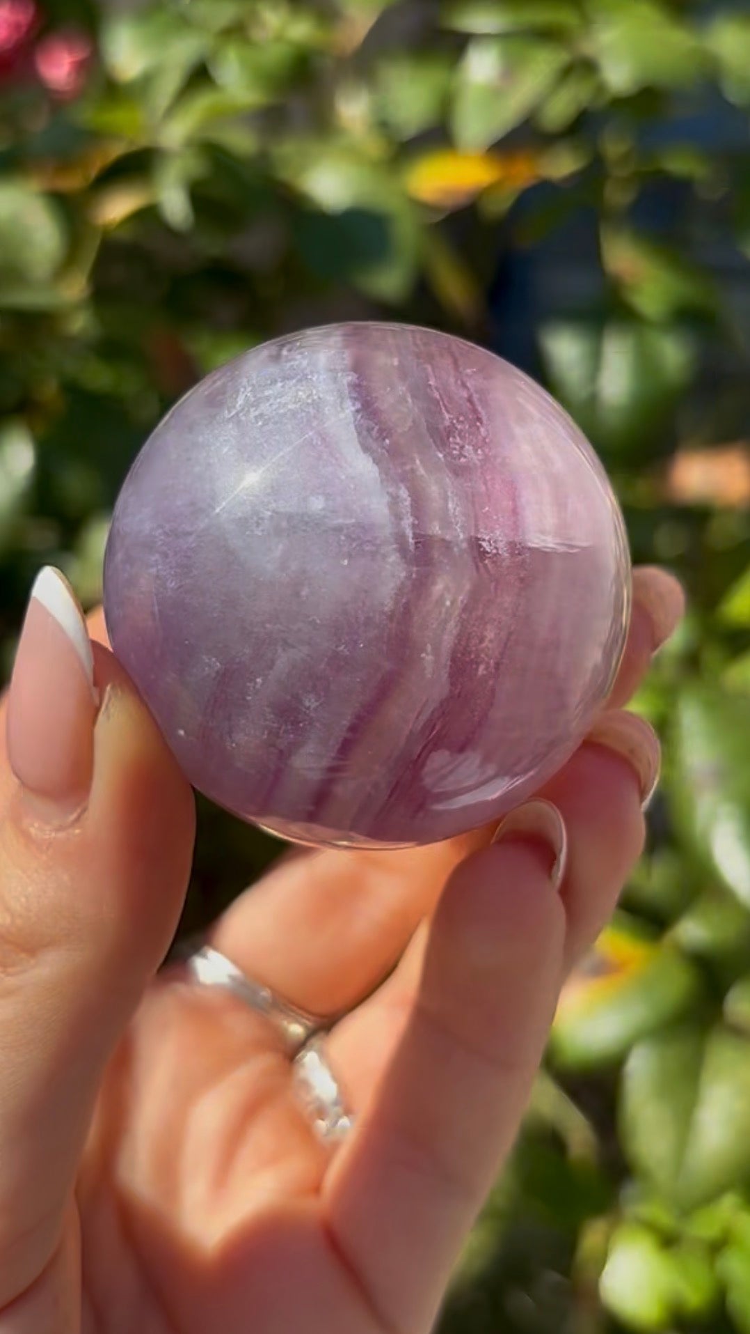 High grade, candy striped rainbow fluorite sphere - 4.9cm