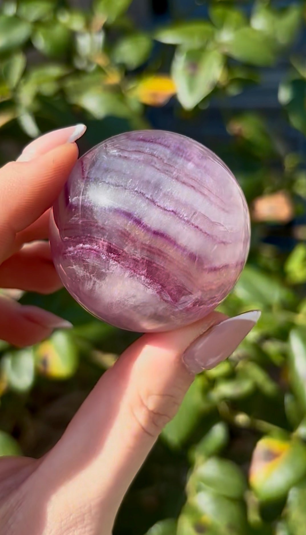 High grade, candy striped rainbow fluorite sphere - 4.6cm