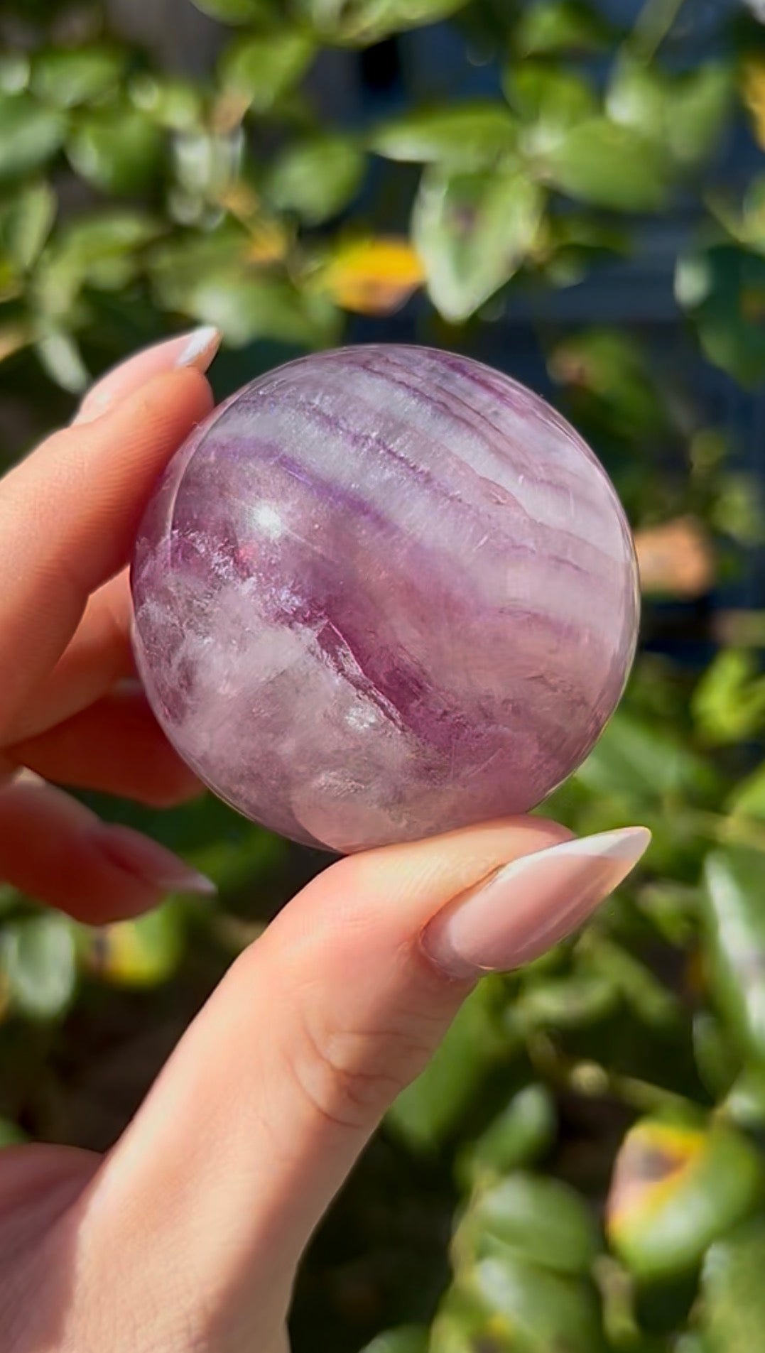 High grade, candy striped rainbow fluorite sphere - 4.6cm