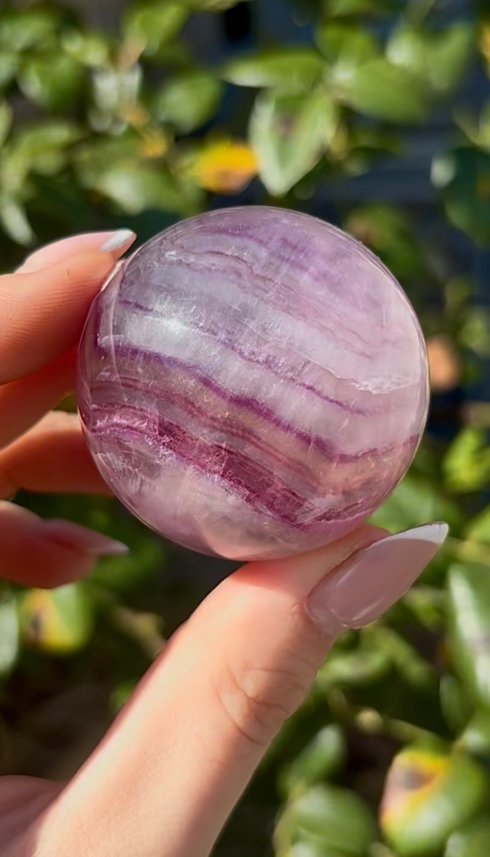 High grade, candy striped rainbow fluorite sphere - 4.6cm