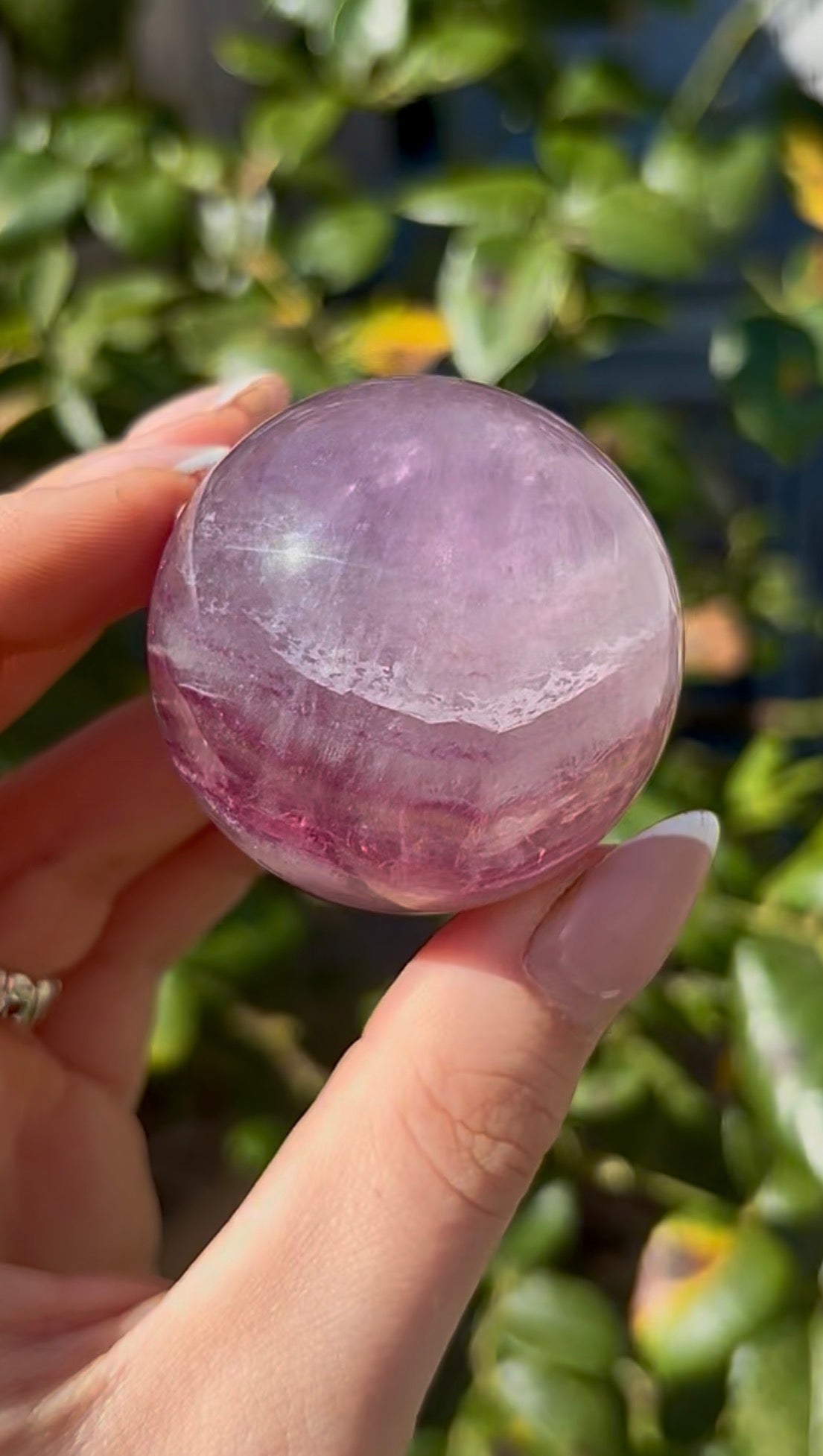 High grade, candy striped rainbow fluorite sphere - 4.6cm