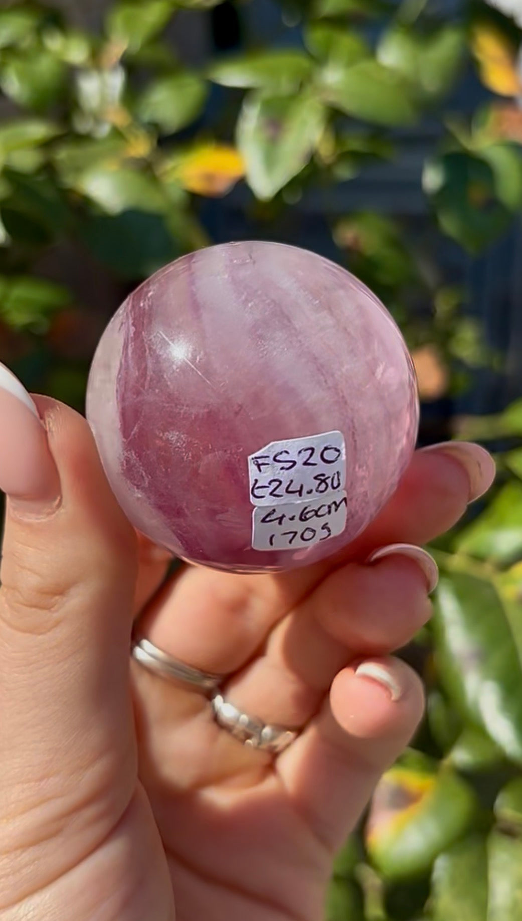 High grade, candy striped rainbow fluorite sphere - 4.6cm