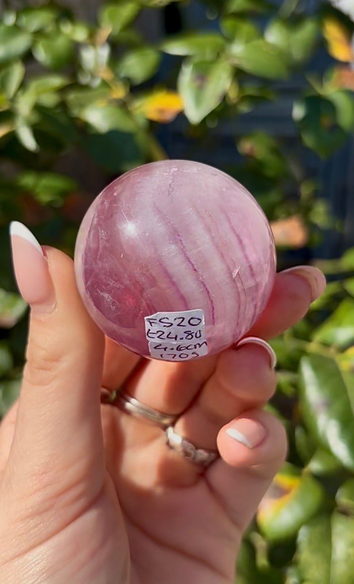 High grade, candy striped rainbow fluorite sphere - 4.6cm