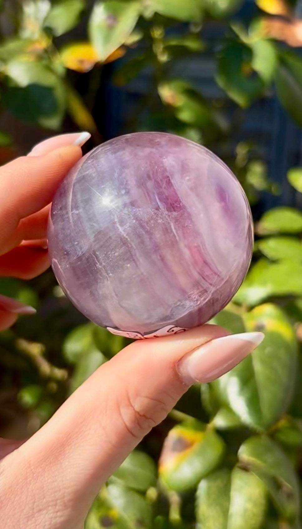 High grade, candy striped rainbow fluorite sphere - 5cm