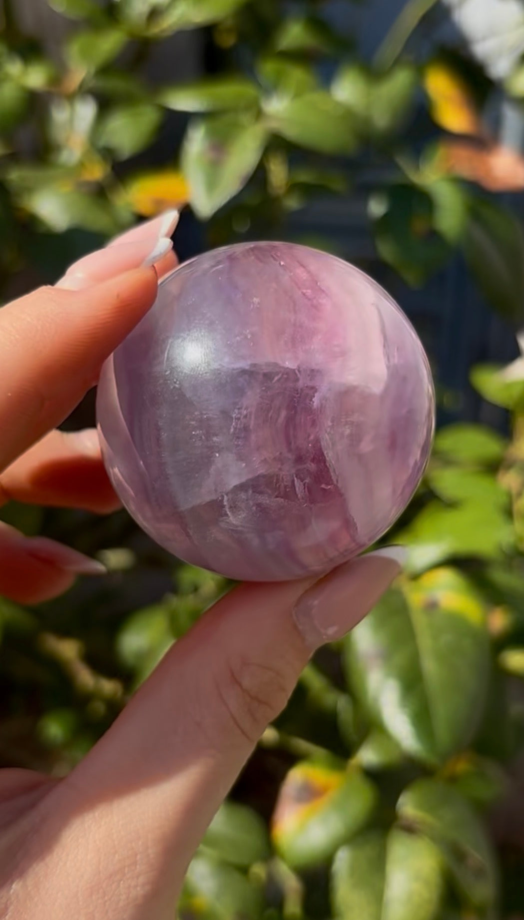 High grade, candy striped rainbow fluorite sphere - 5cm