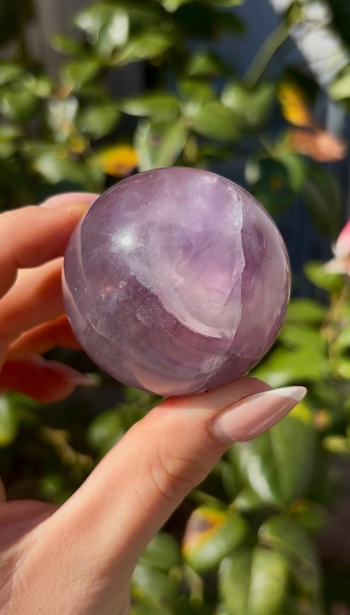 High grade, candy striped rainbow fluorite sphere - 5cm