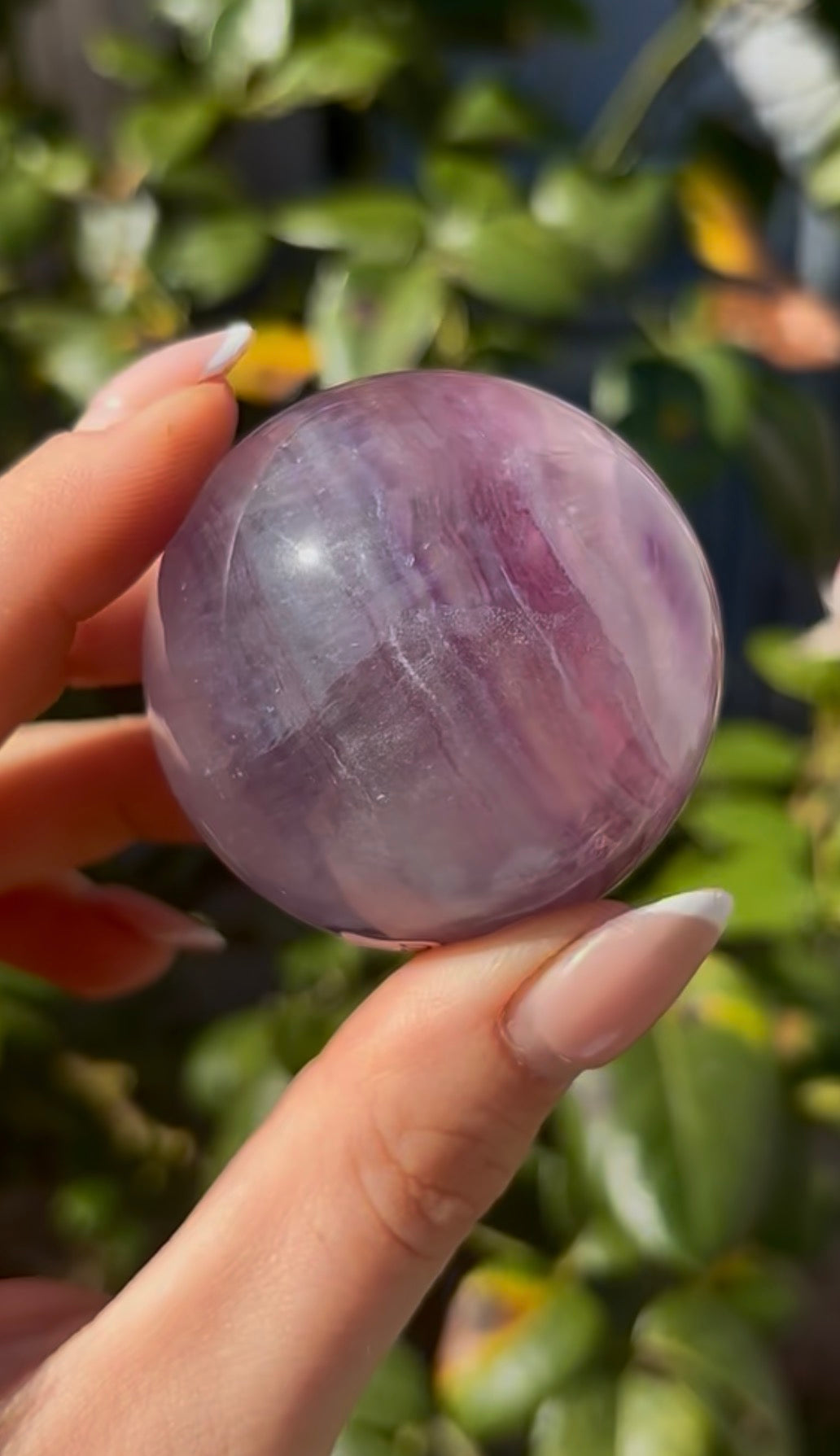 High grade, candy striped rainbow fluorite sphere - 5cm
