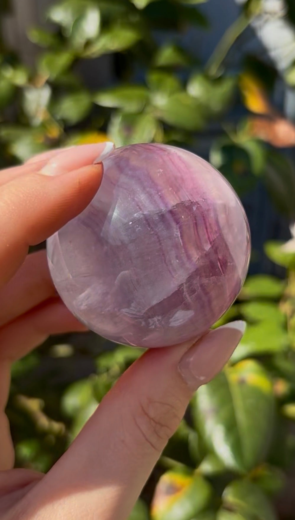 High grade, candy striped rainbow fluorite sphere - 5cm