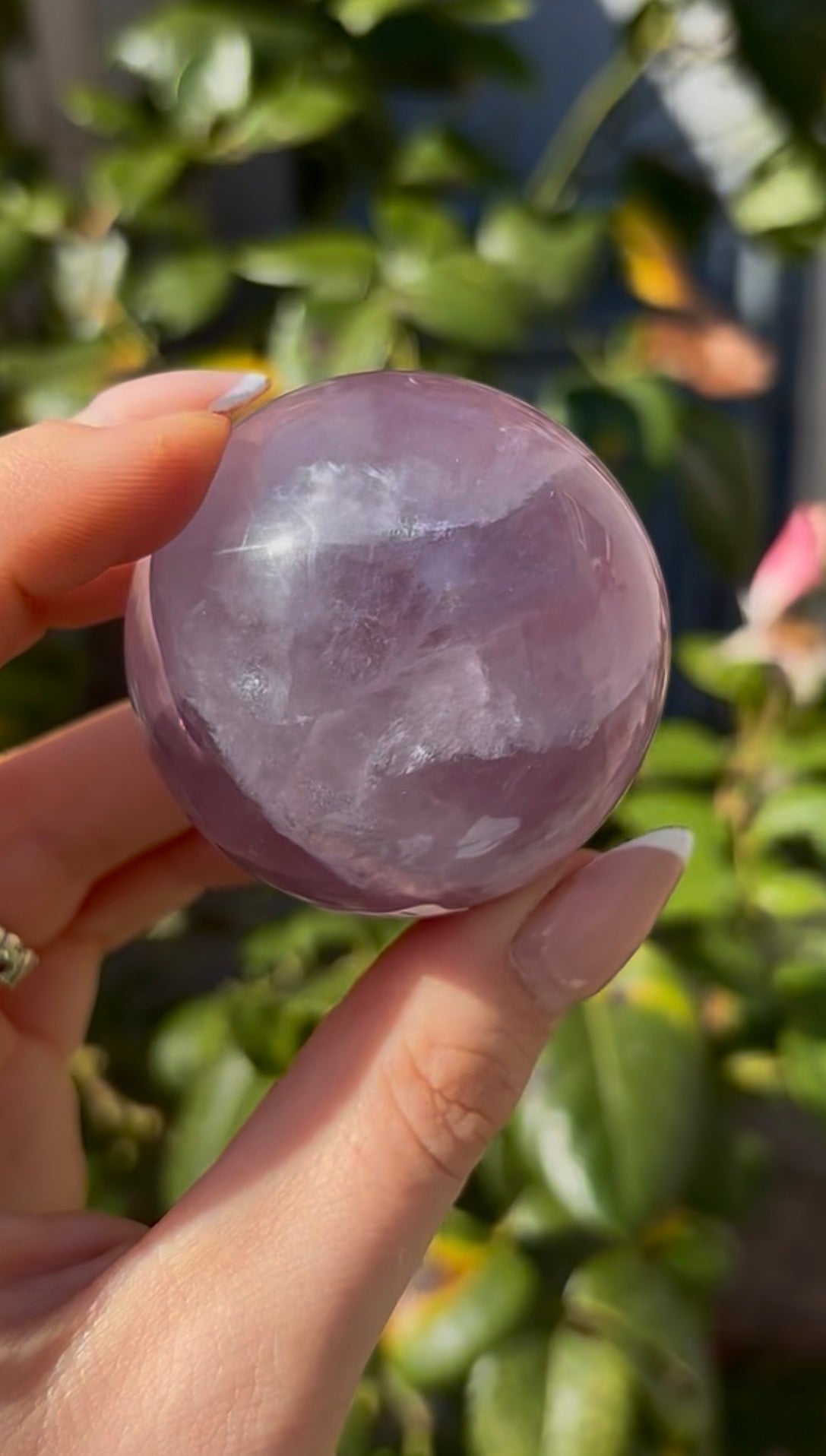 High grade, candy striped rainbow fluorite sphere - 5cm
