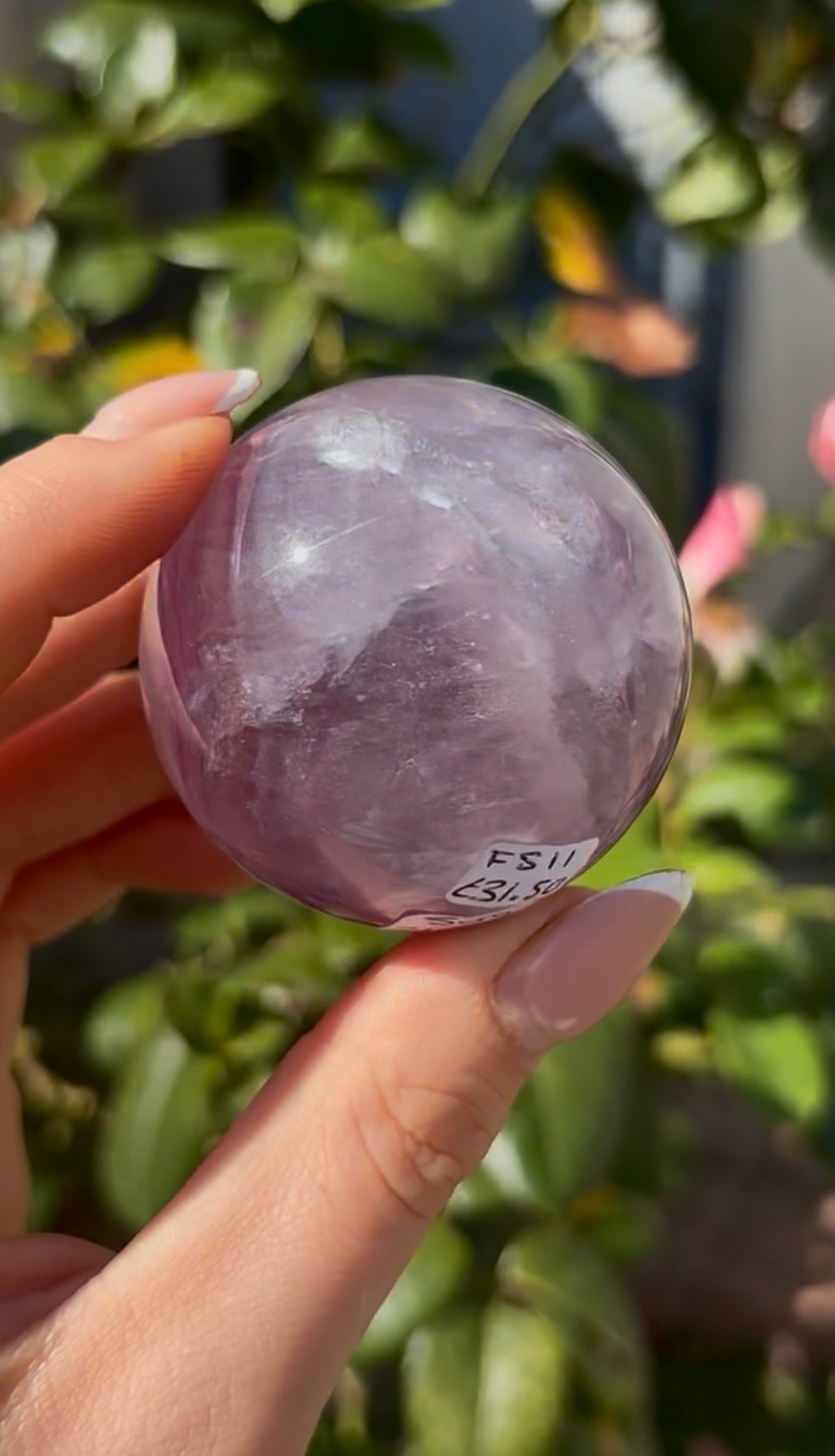 High grade, candy striped rainbow fluorite sphere - 5cm