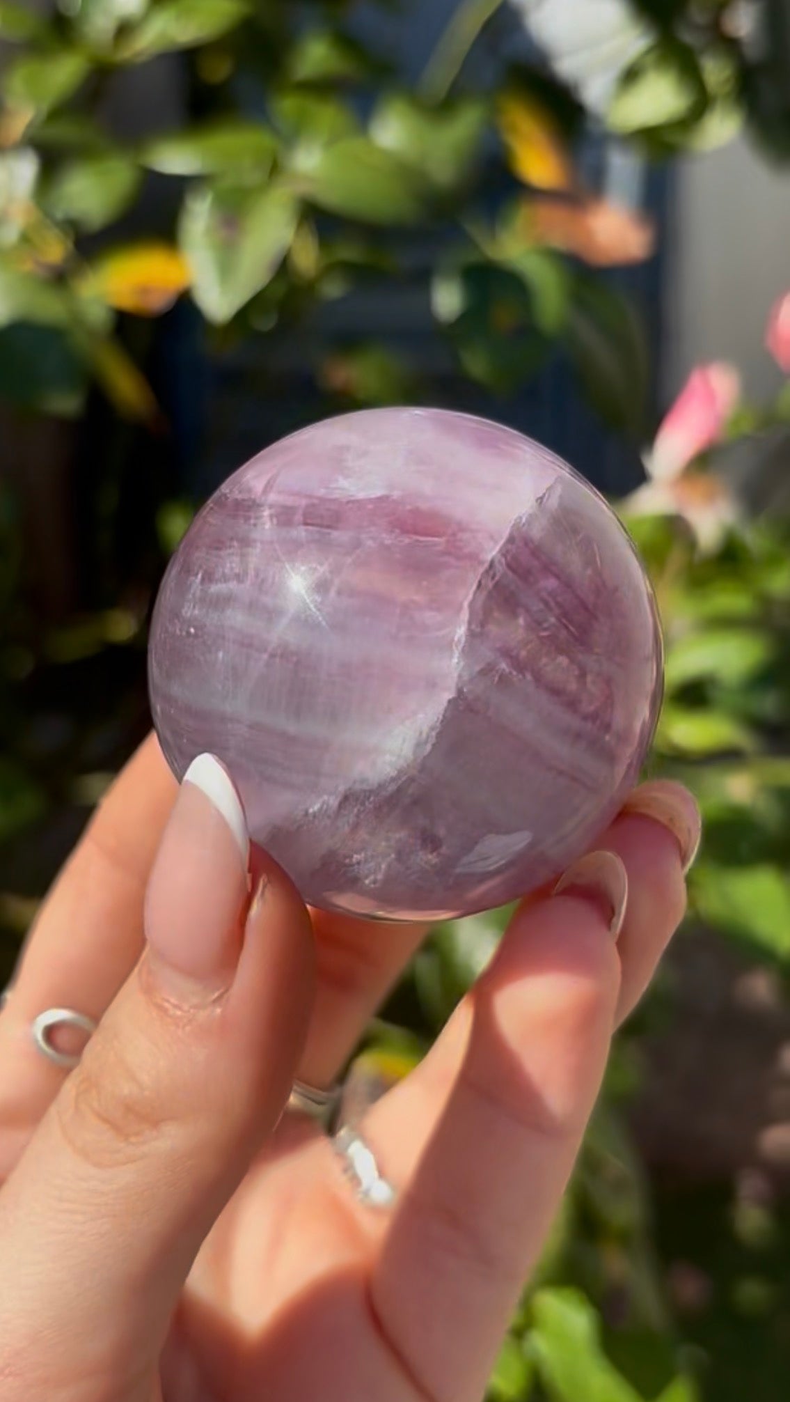High grade, candy striped rainbow fluorite sphere - 5cm