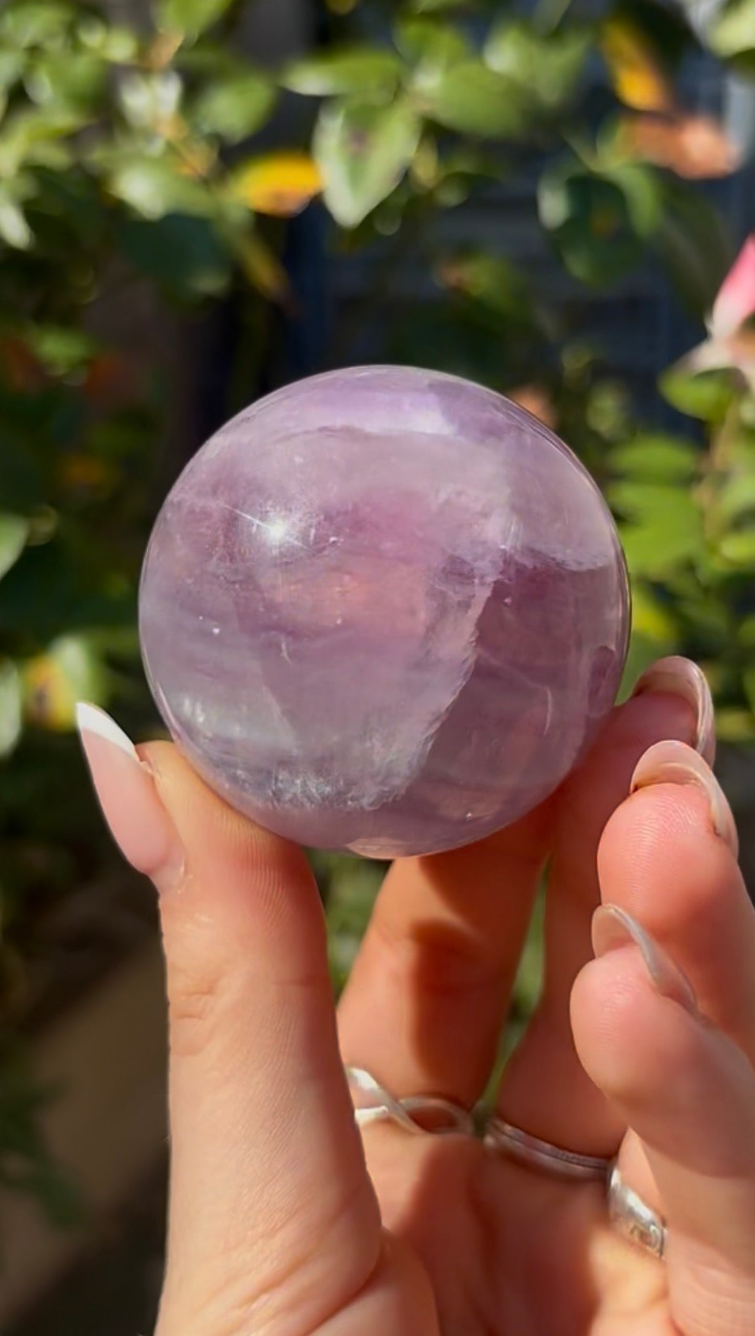 High grade, candy striped rainbow fluorite sphere - 5cm