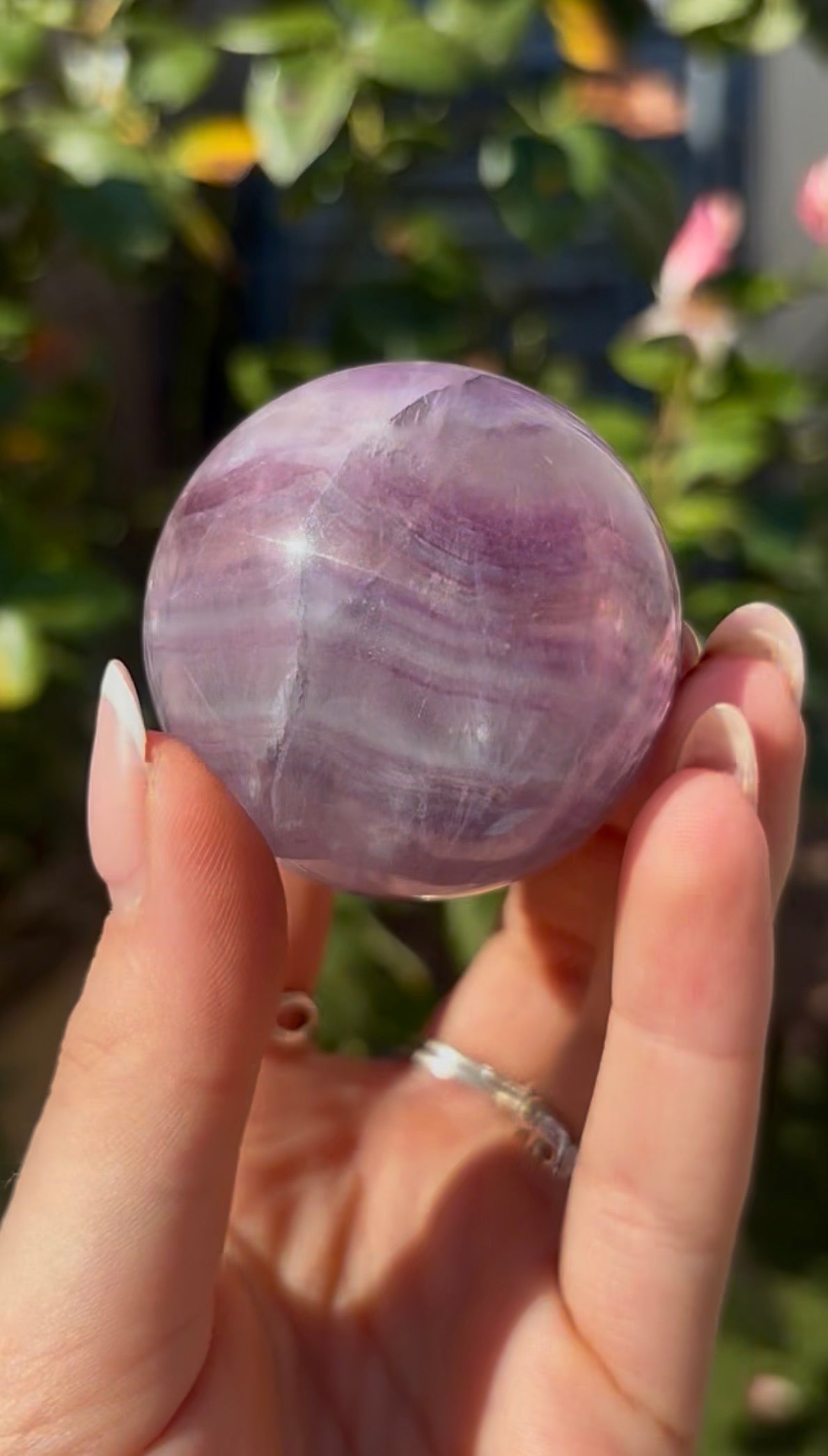 High grade, candy striped rainbow fluorite sphere - 5cm