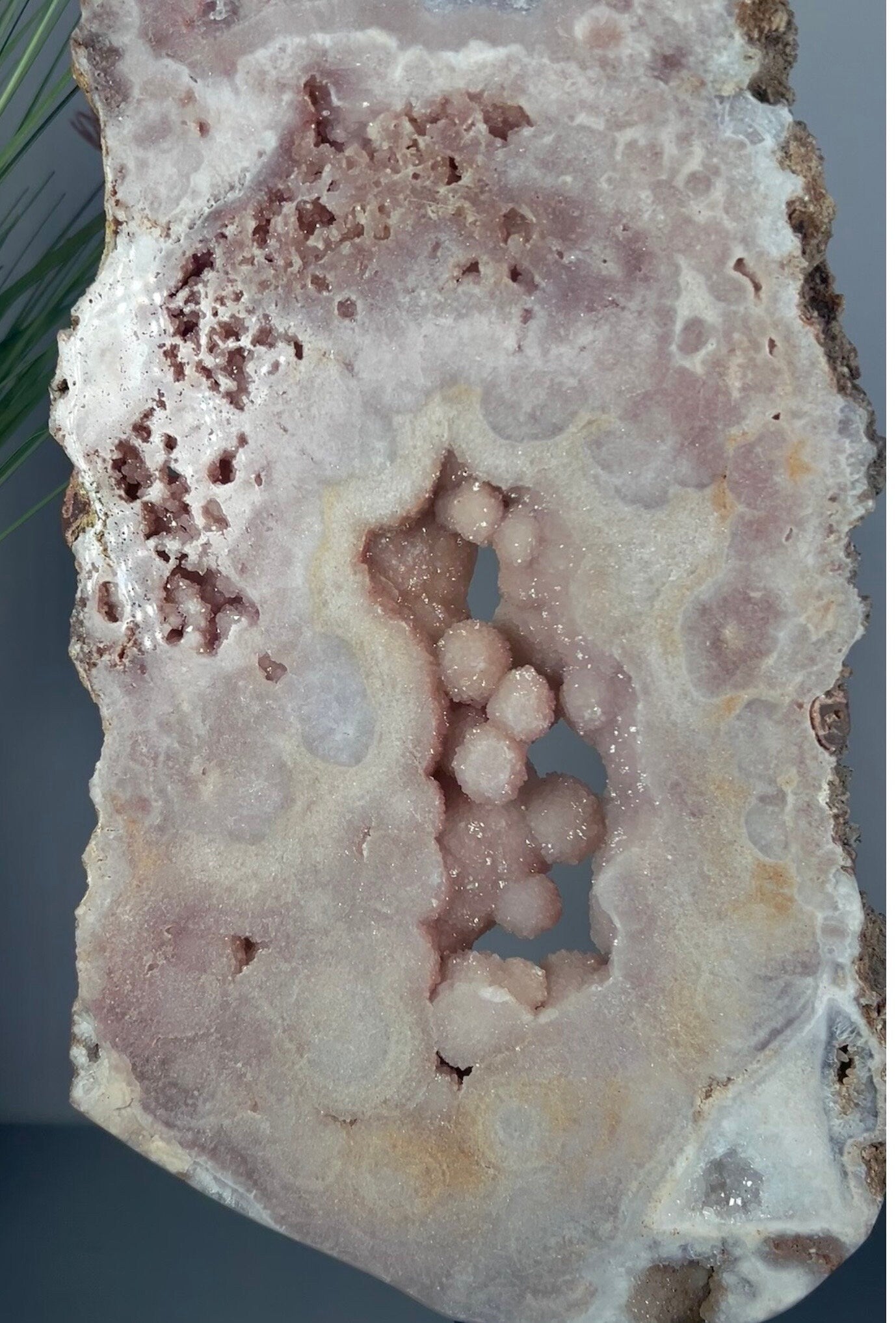 High grade, pink amethyst slab with bubble druzy