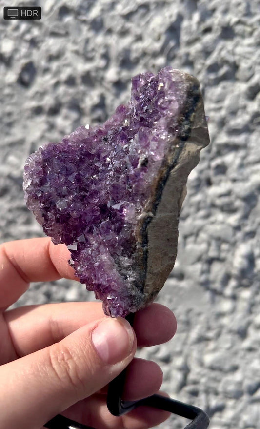 amethyst cluster on stand