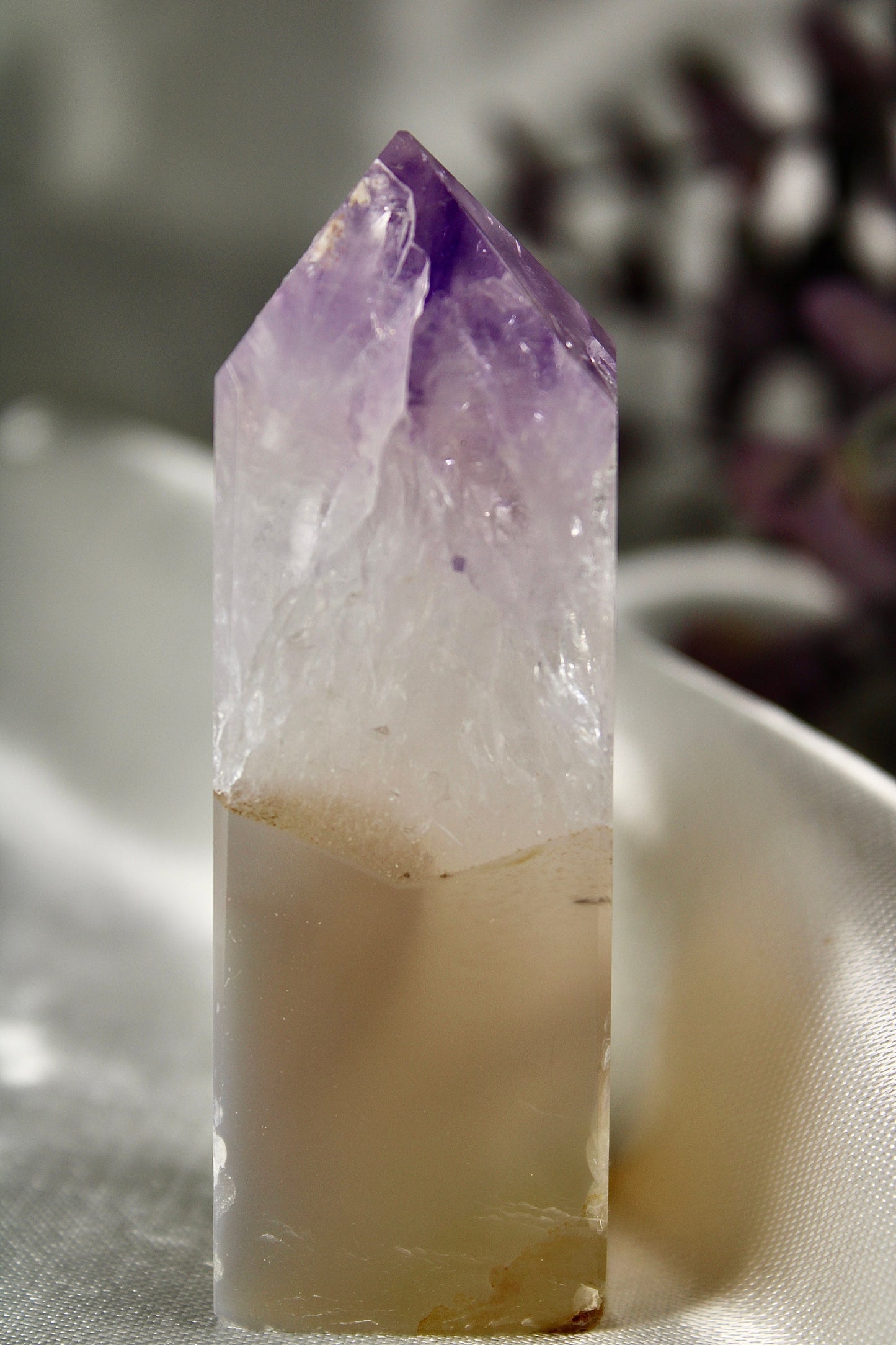 Natural banded agate x amethyst 76g 7cm