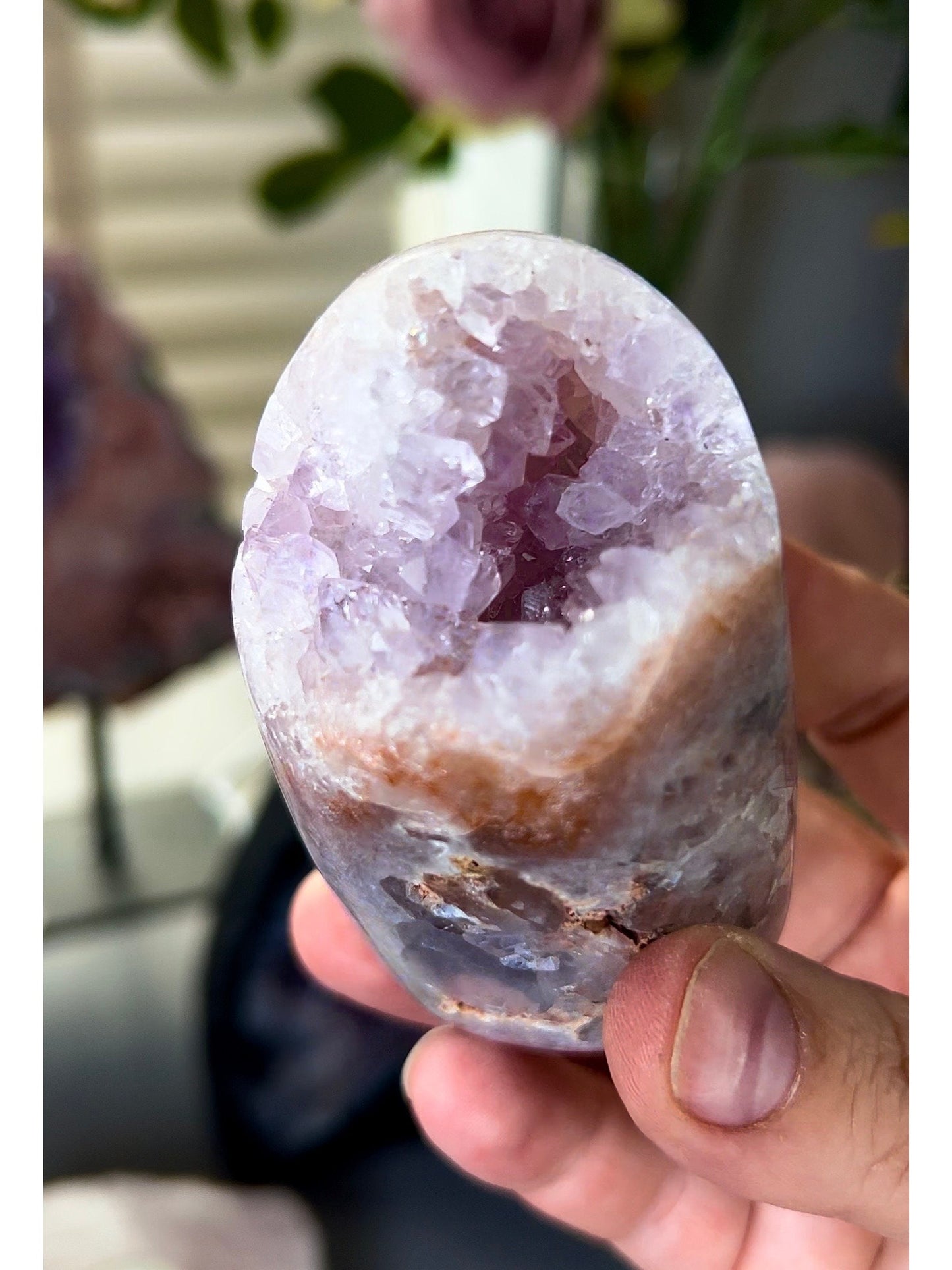 beautiful pink amethyst Freeform, with a variety of colours, including purple quartz