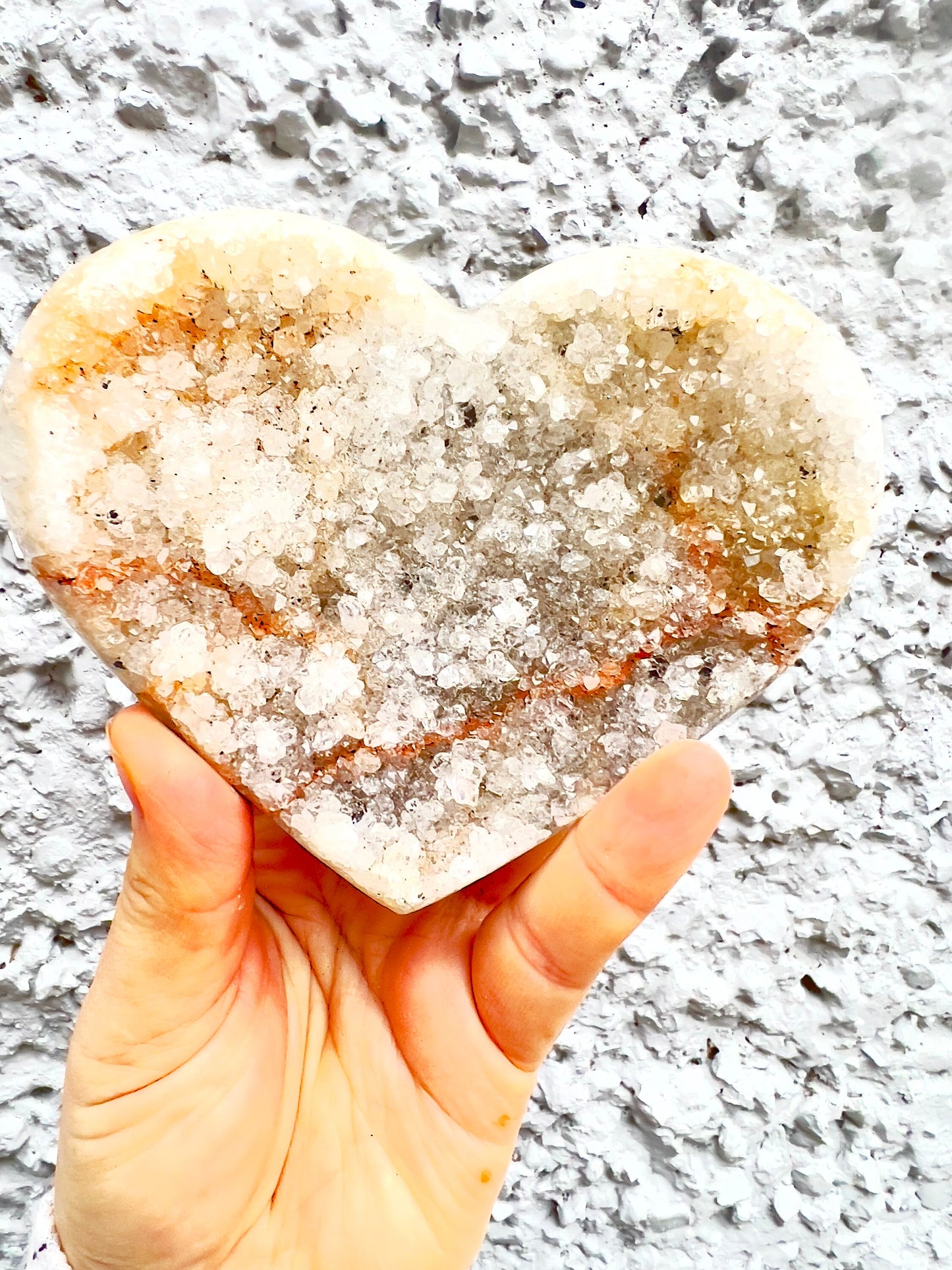 Light Green, rainbow amethsyt, agate, Sugar druzy, heart with stand