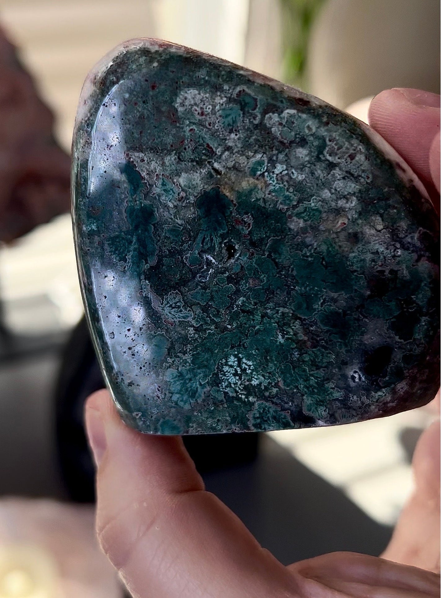 high grade, pink amethyst Freeform with green jasper