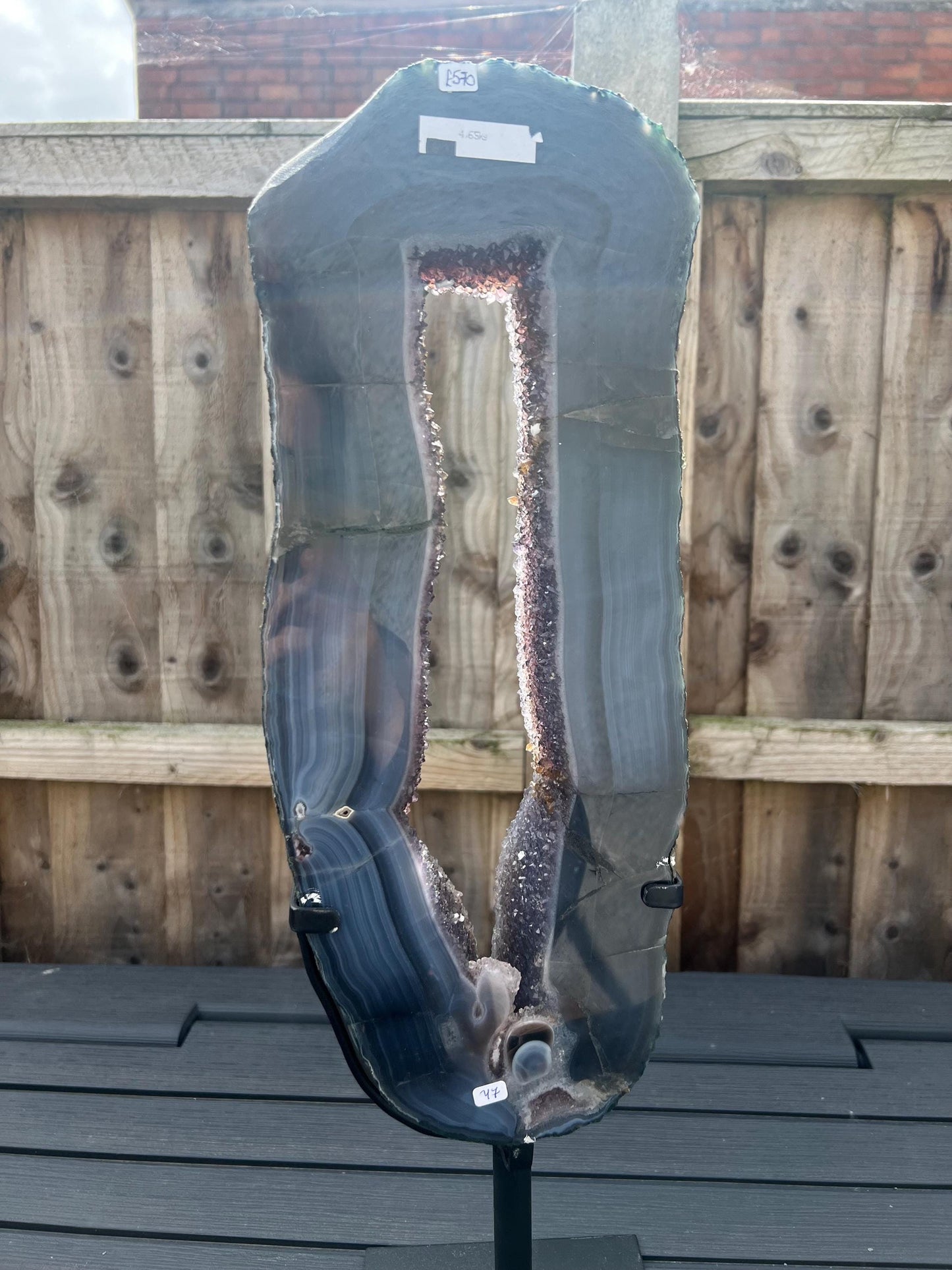 Stunning, polished amethyst x blue agate portal, with calcite this piece has natural lines, which are part of the stone  - 4.65kg