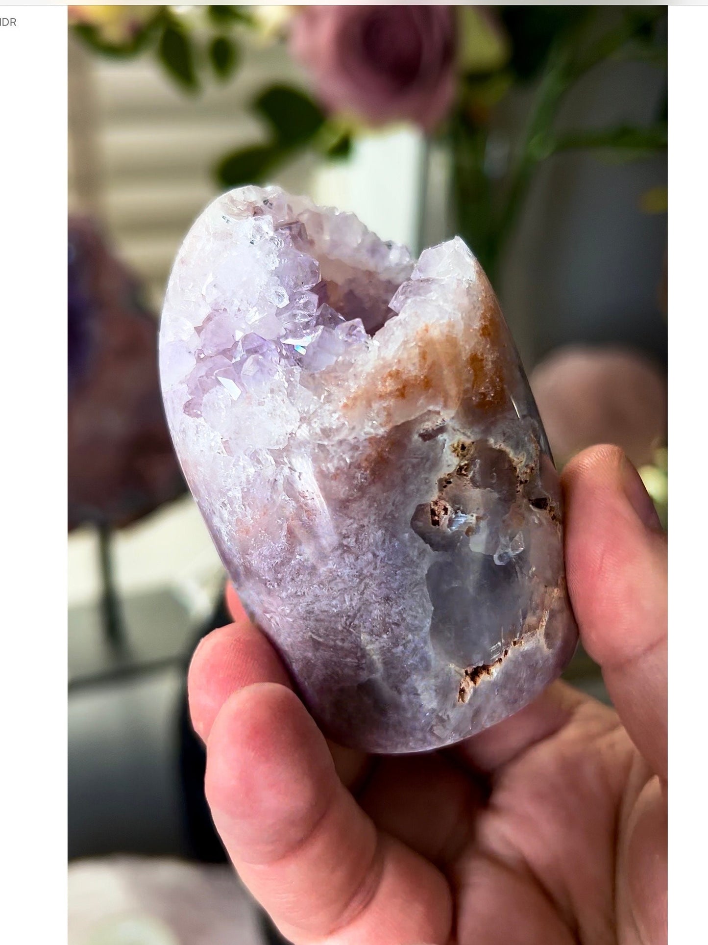 beautiful pink amethyst Freeform, with a variety of colours, including purple quartz