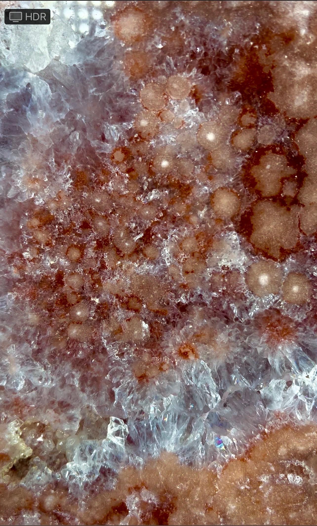 High grade, pink amethyst slab with purple quartz and lots of flowers