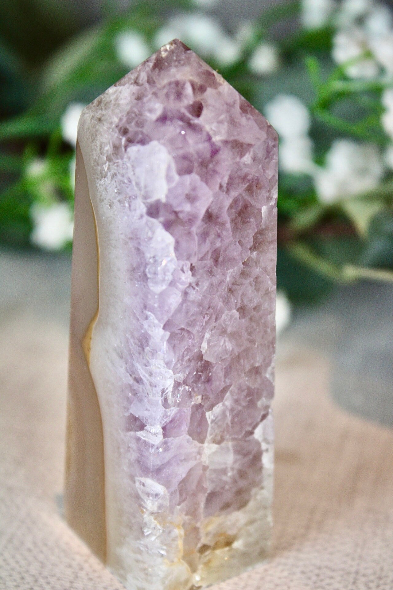 Amethyst agate 4 sided tower