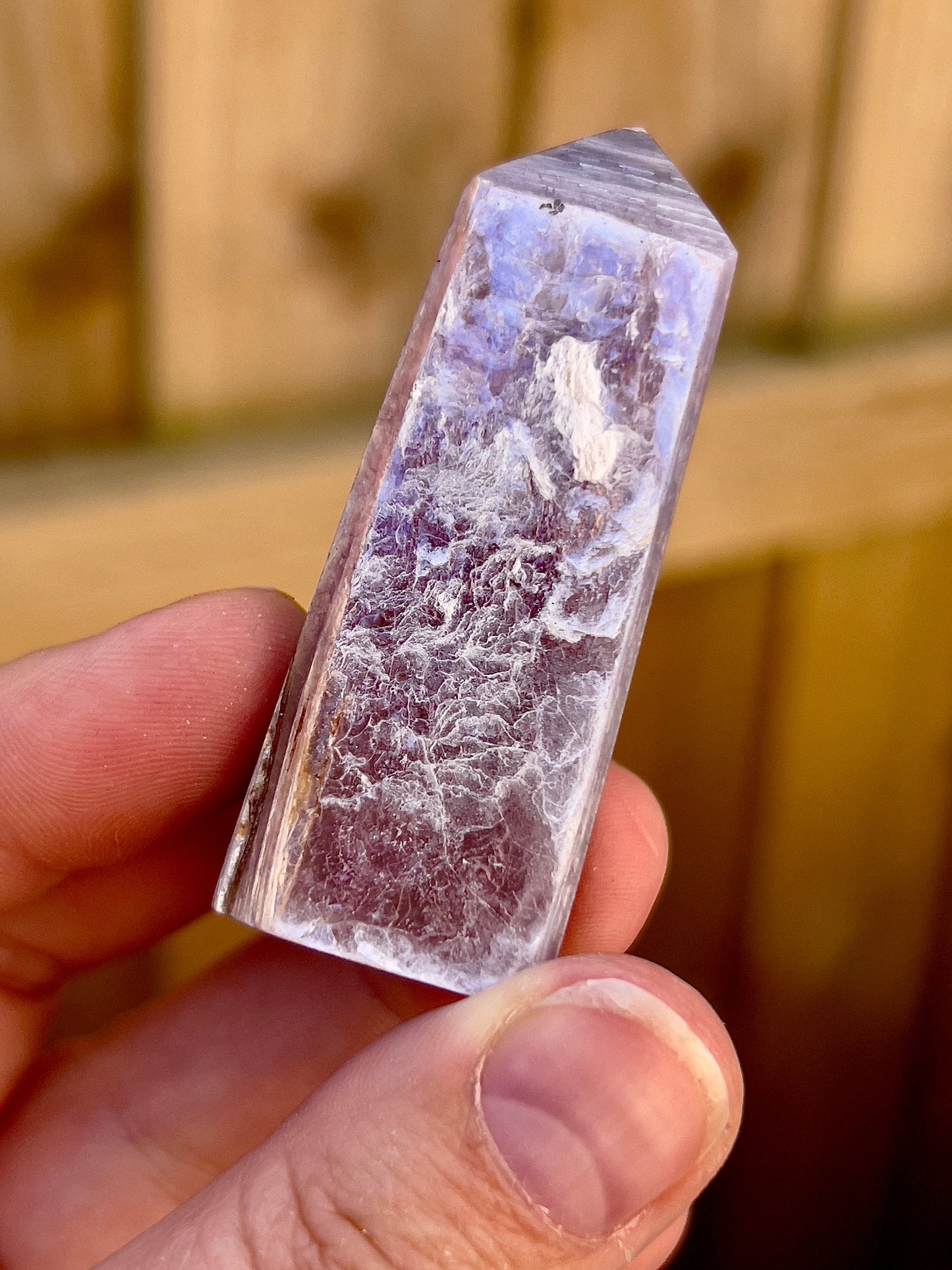 Gemmy lepidolite point