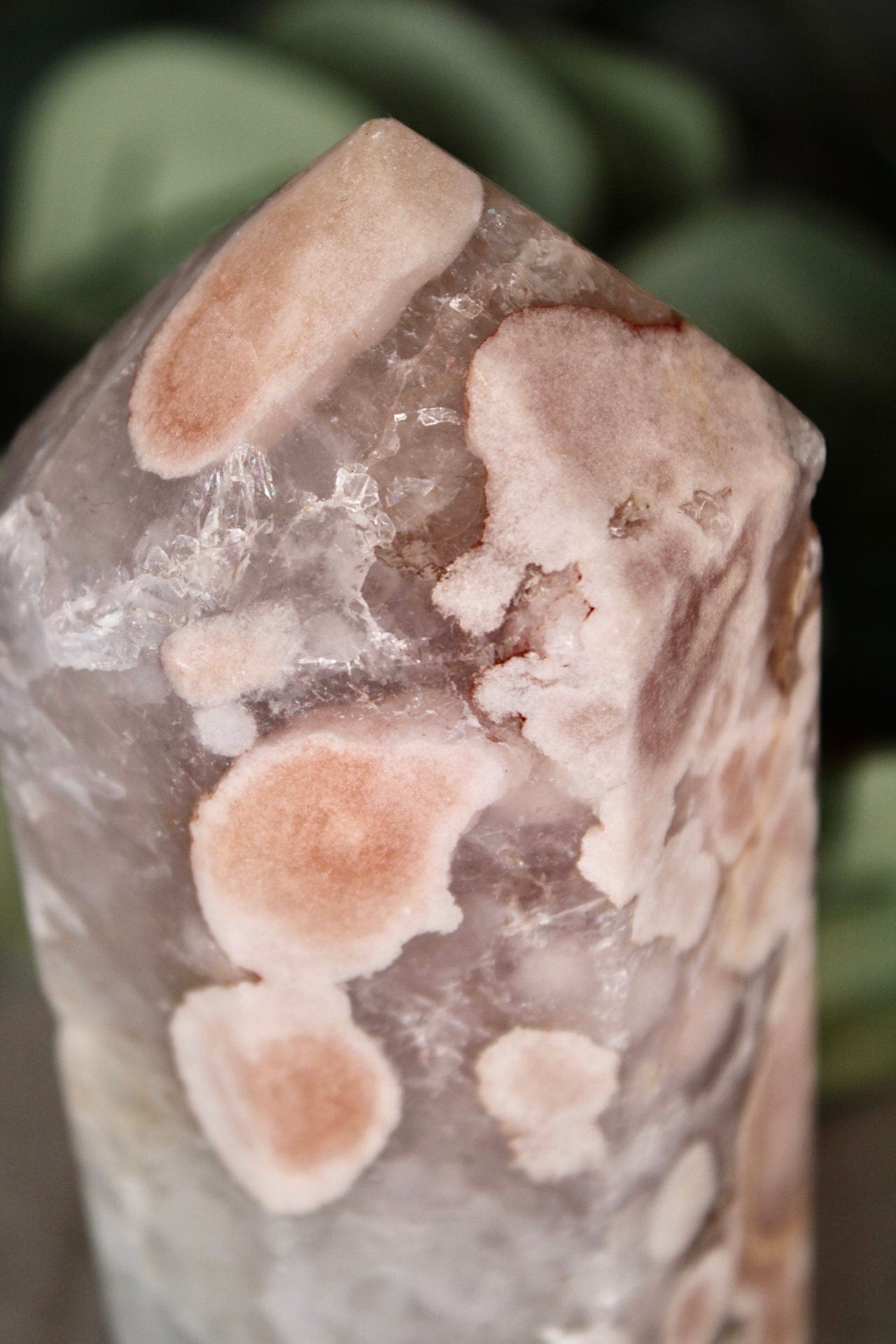 Pink amethyst with quartz tower 645g 13.5cm(H) 5.5cm(W)