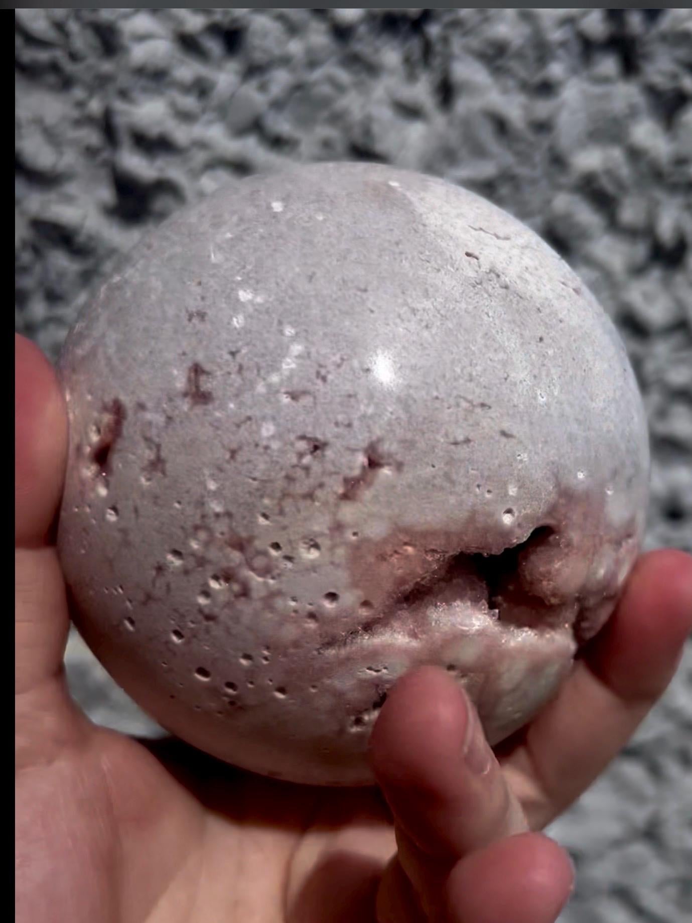 large, statement pink amethyst sphere just over 1kg