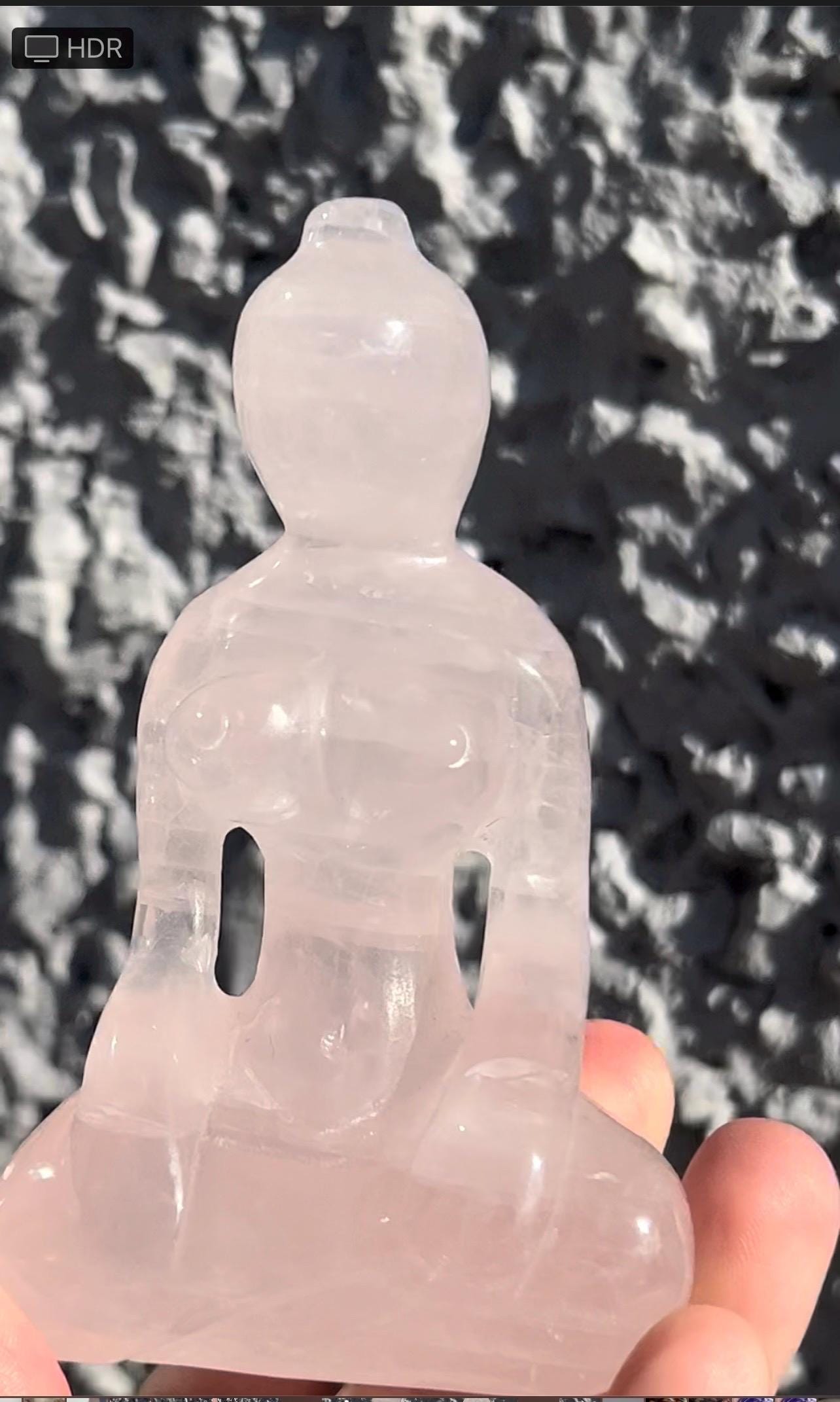 High grade, rose quartz, sitting, yoga lady