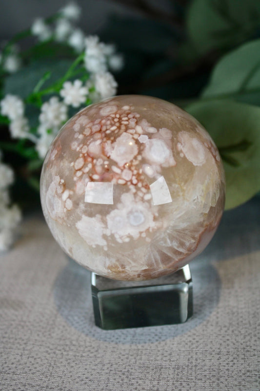 Chlorite flower agate sphere 300g 6cm