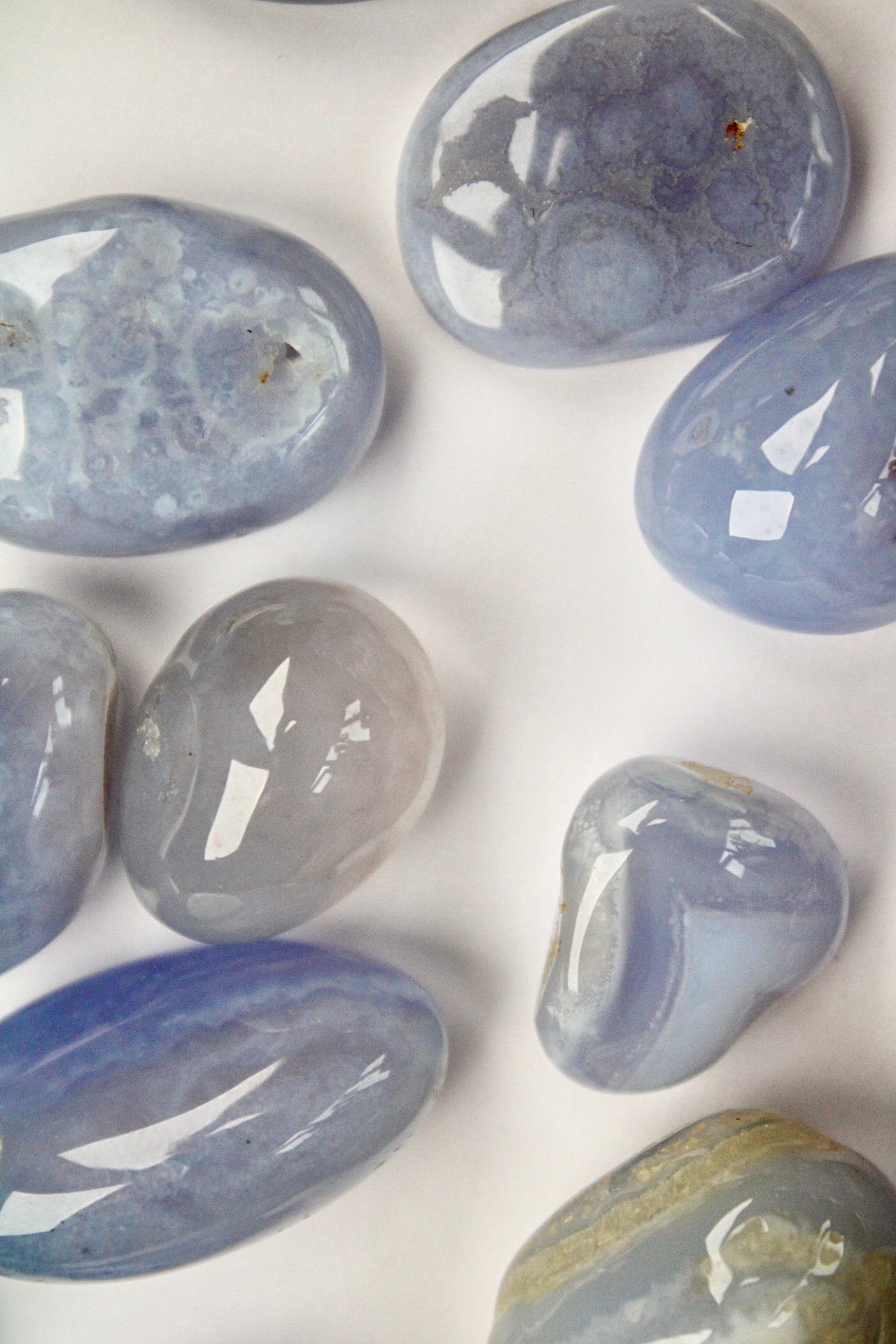 Blue lace agate tumble stone
