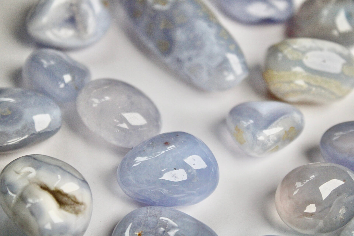 Blue lace agate tumble stone