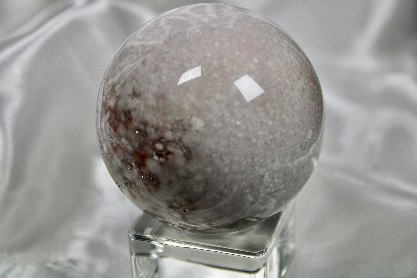 Pink amethyst x flower agate sphere 338g 6cm