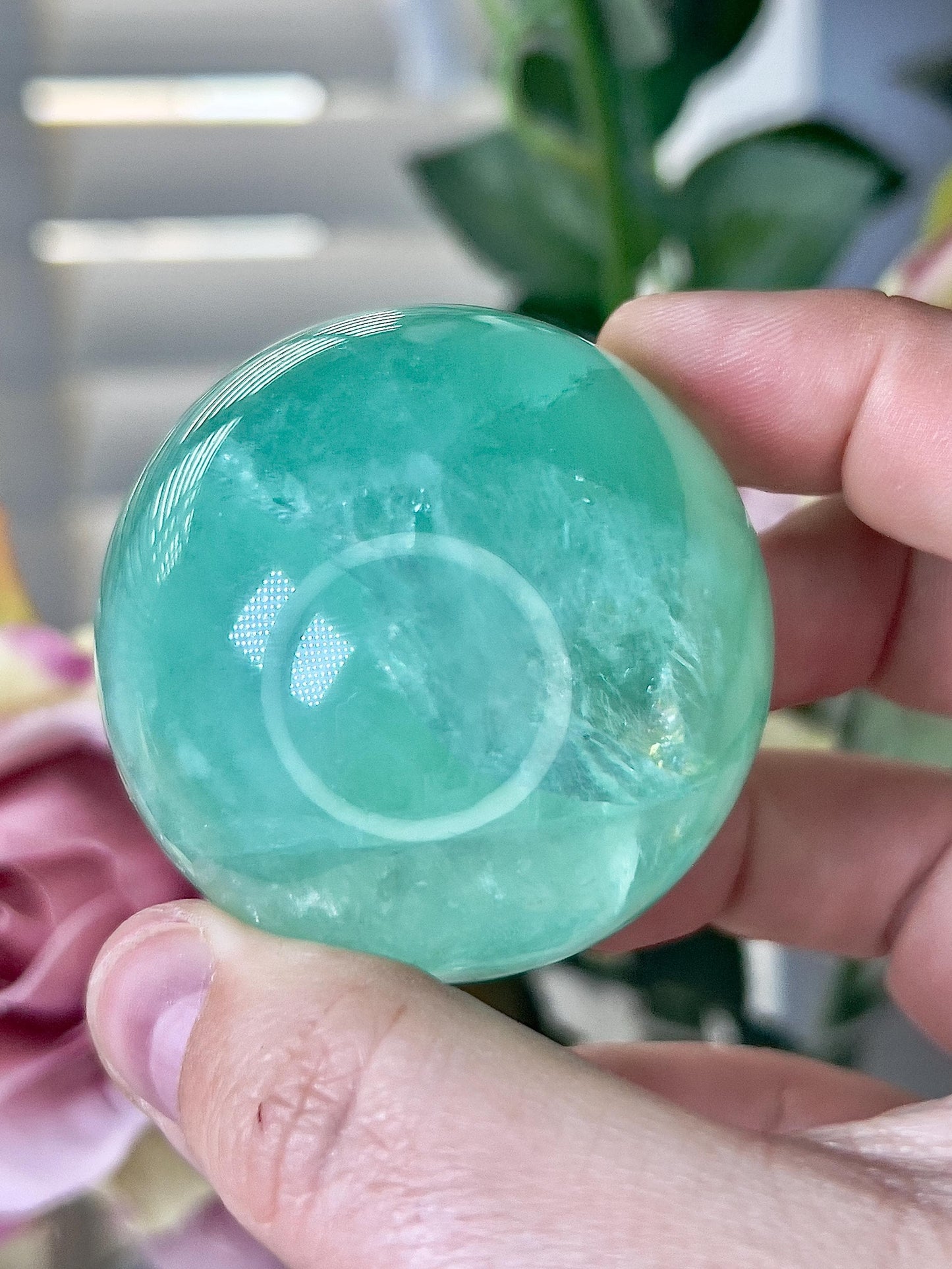 High grade, green fluorite sphere 240g
