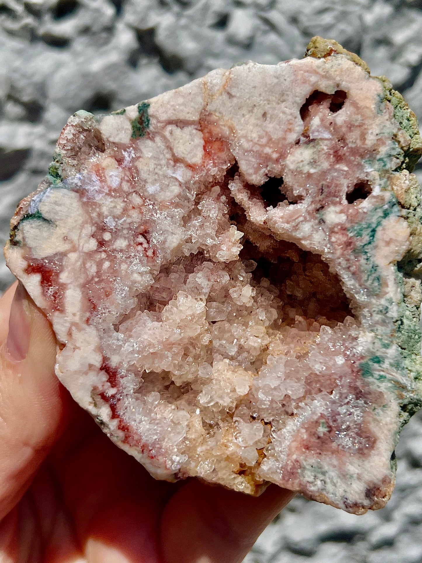 pink amethyst geode, slab