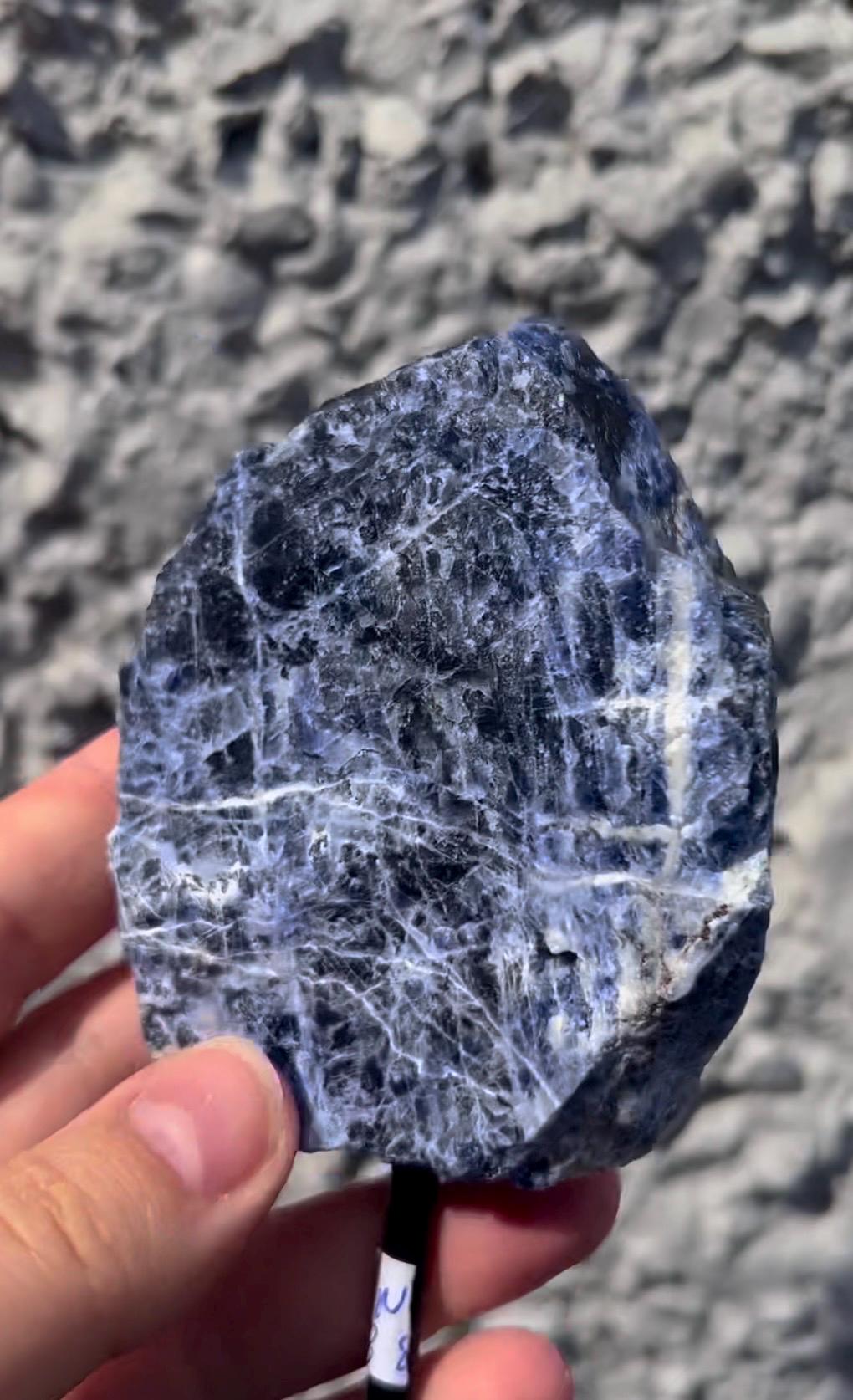 Rough Blue sodalite on stand