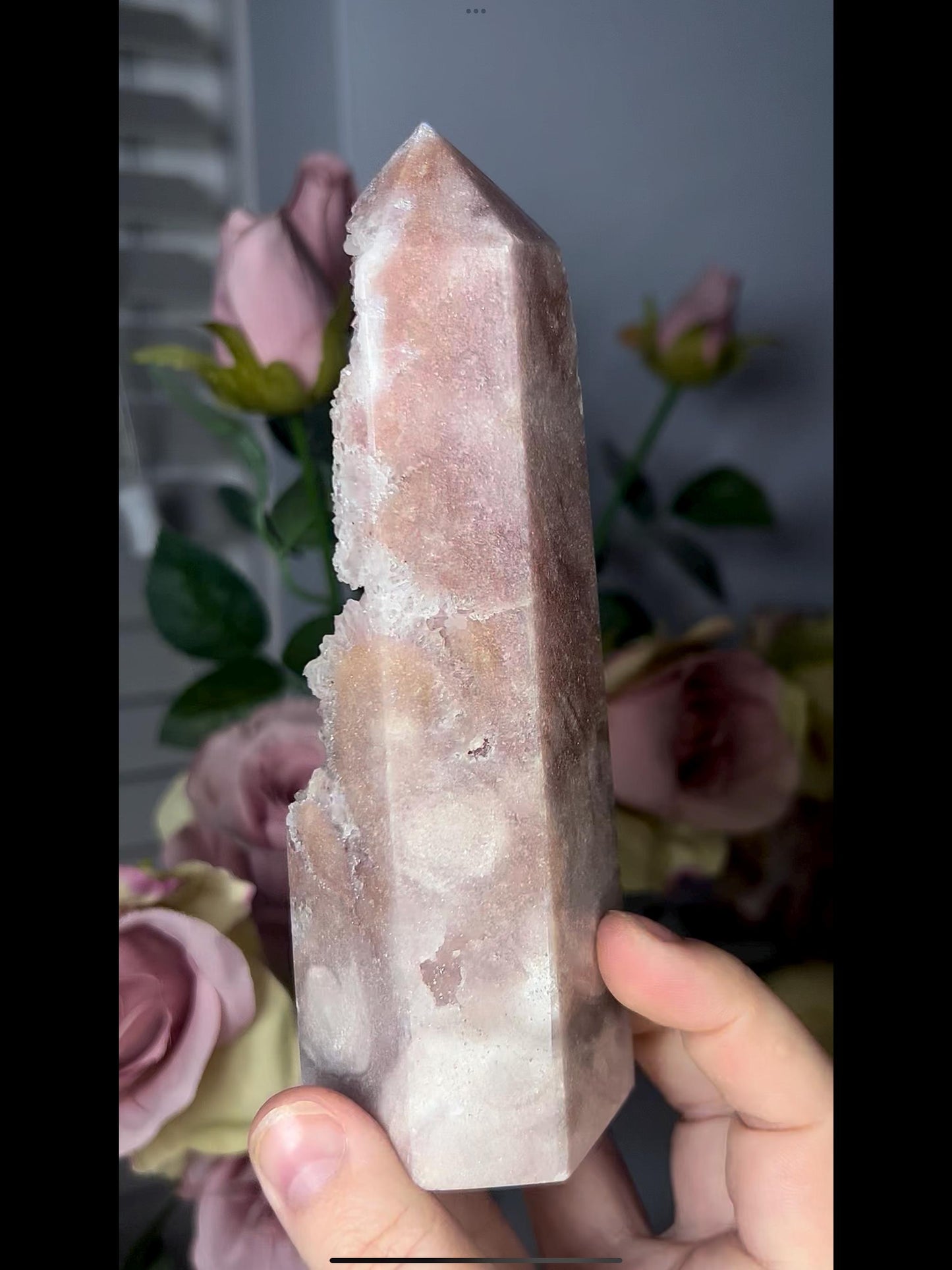 High grade, druzy pink amethyst tower 650g