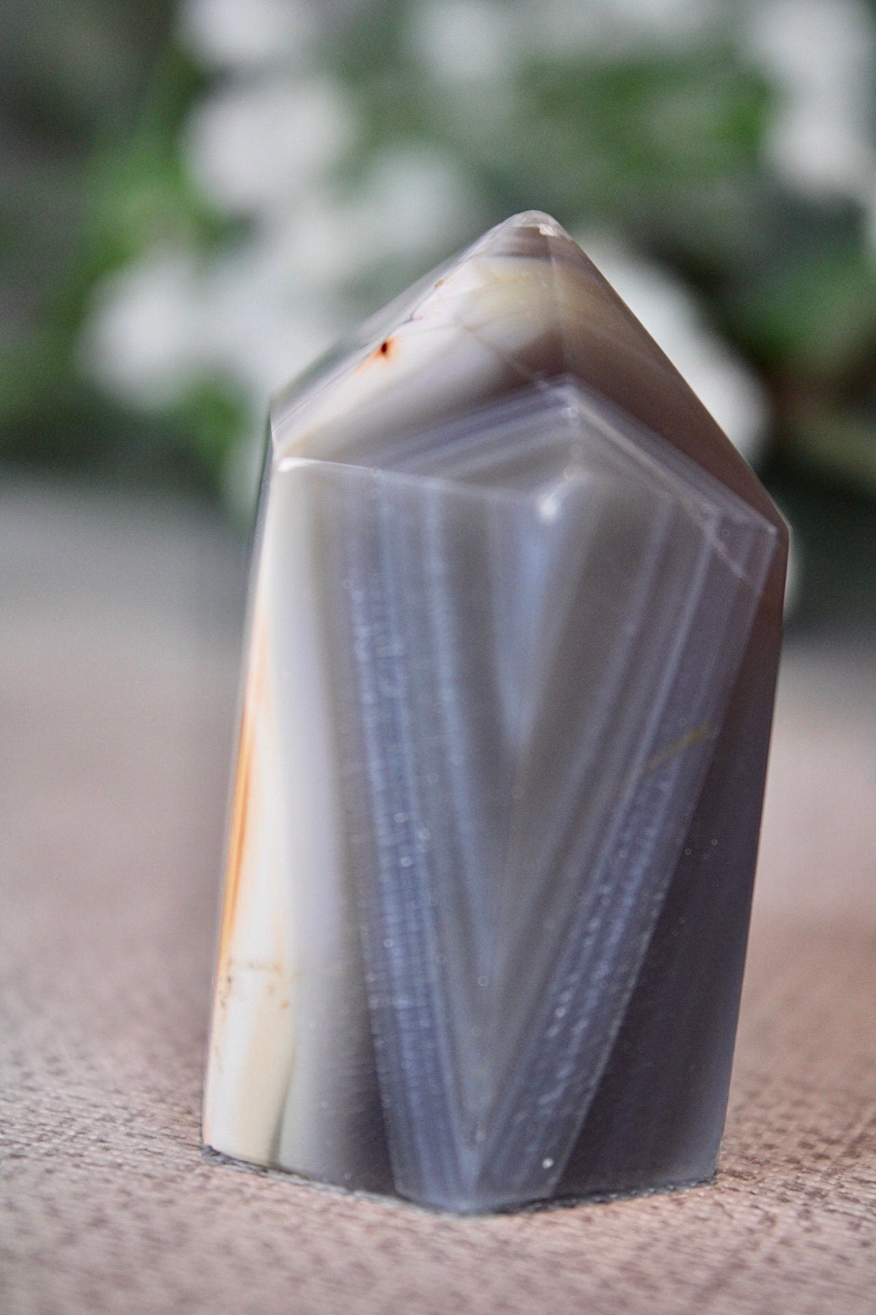 Banded brazilian druzy agate tower